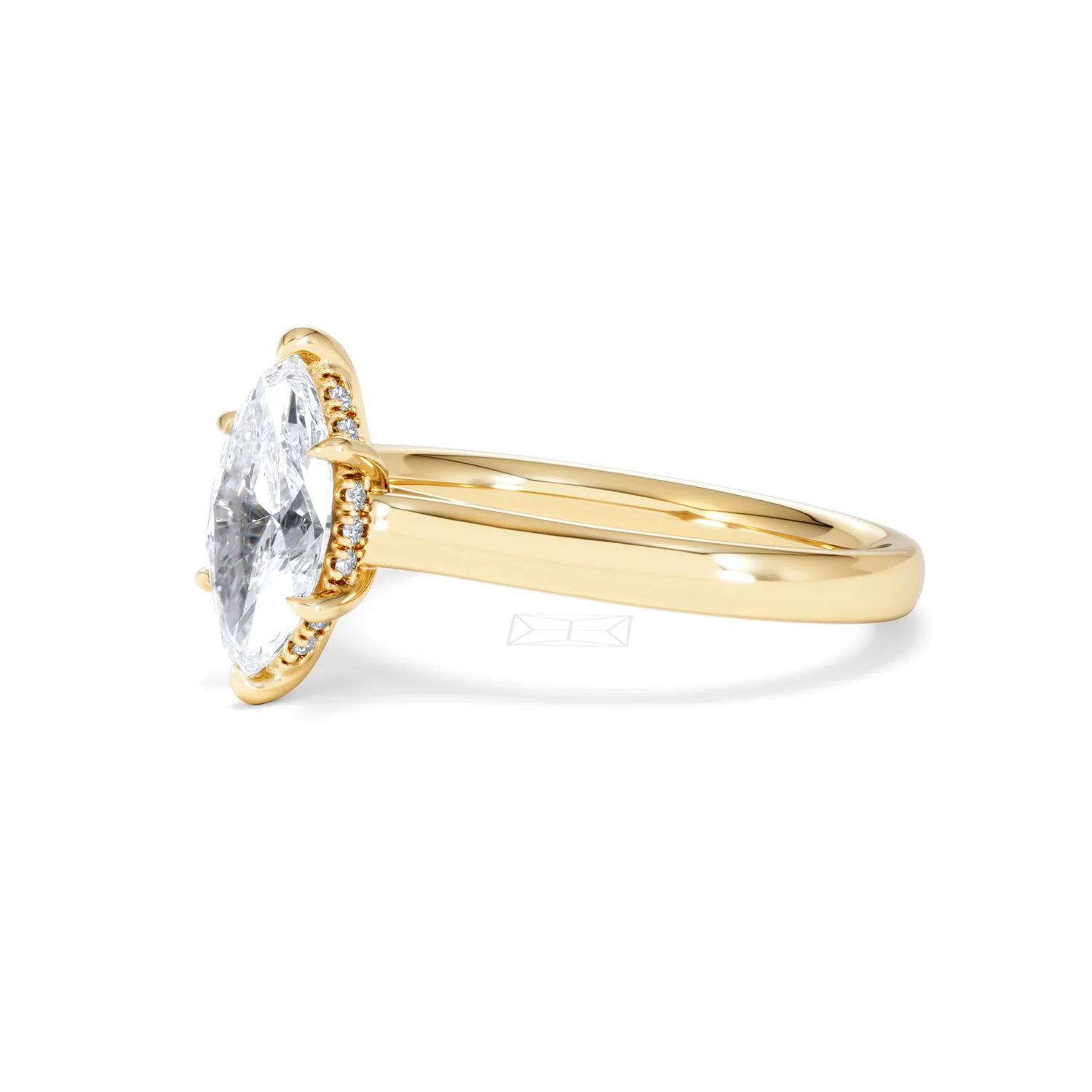 Amora Marquise 1.07ct Hidden Halo Lab Diamond Engagement Ring F/VS Set in 18K Gold - Image 79