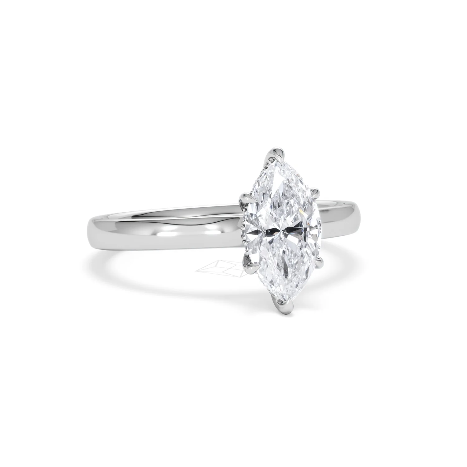 Amora Marquise 1.07ct Hidden Halo Lab Diamond Engagement Ring F/VS Set in 18K White Gold - Image 13