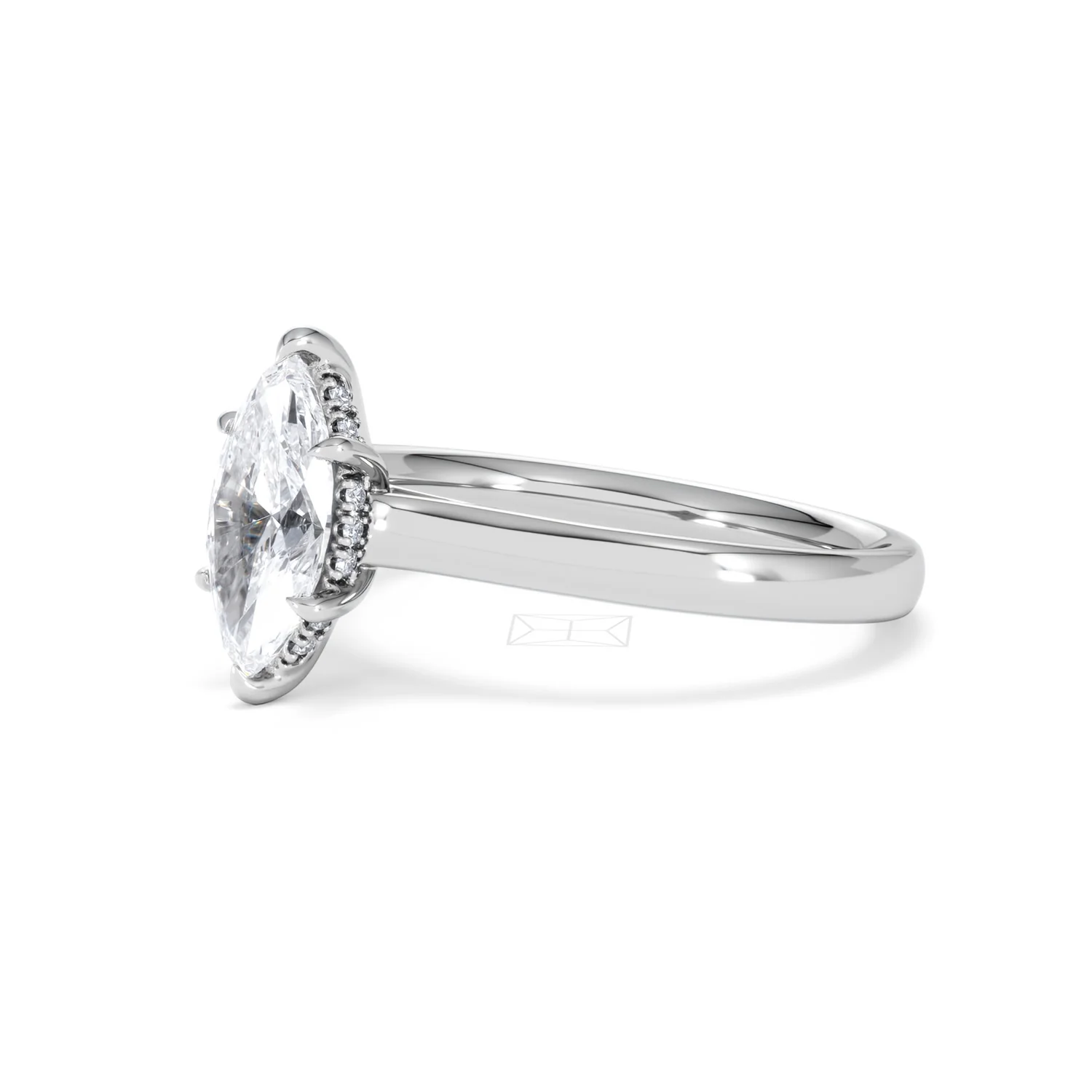 Amora Marquise 1.07ct Hidden Halo Lab Diamond Engagement Ring F/VS Set in 18K White Gold - Image 78