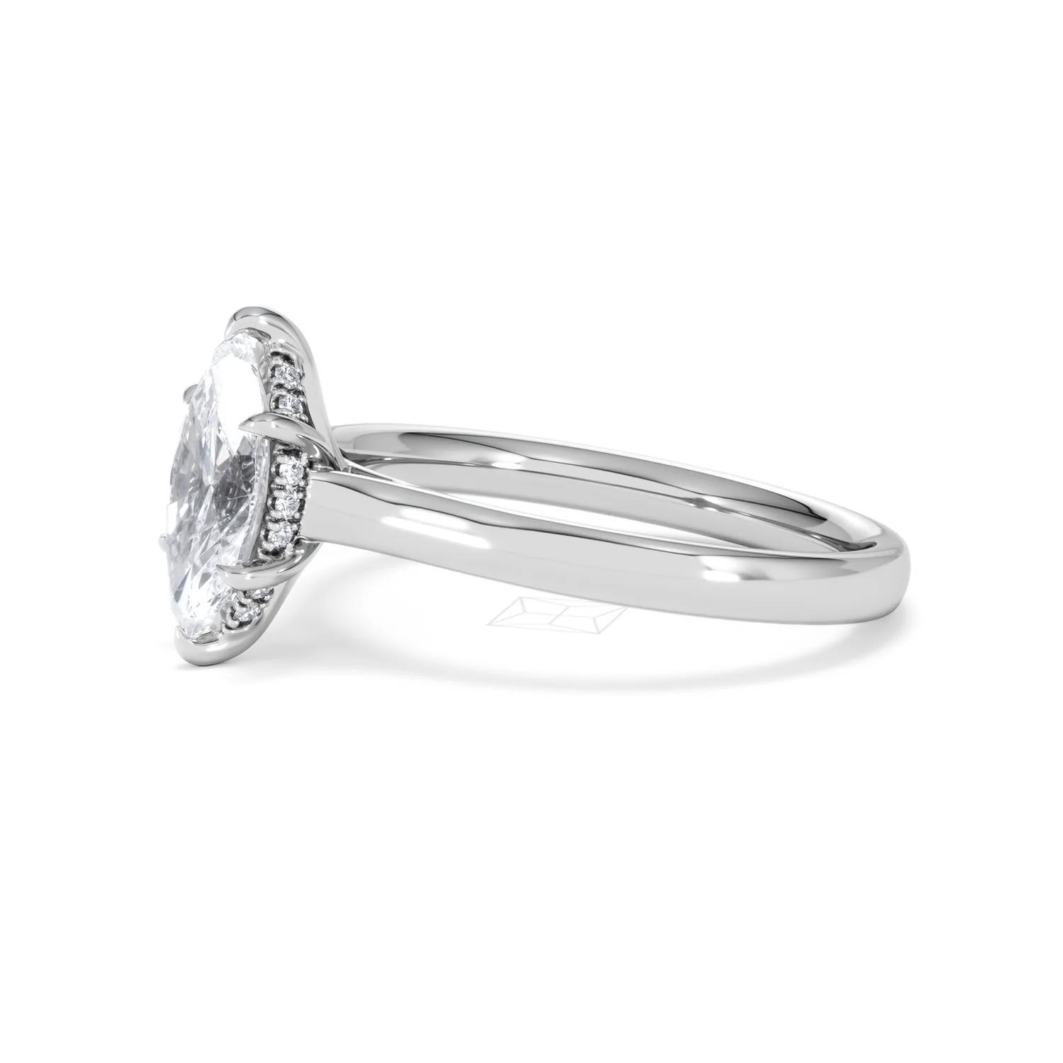 Amora Marquise 1.07ct Hidden Halo Lab Diamond Engagement Ring F/VS Set in Platinum - Image 75
