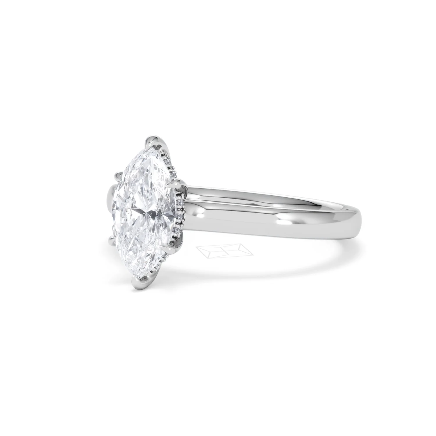 Amora Marquise 1.07ct Hidden Halo Lab Diamond Engagement Ring F/VS Set in Platinum - Image 82