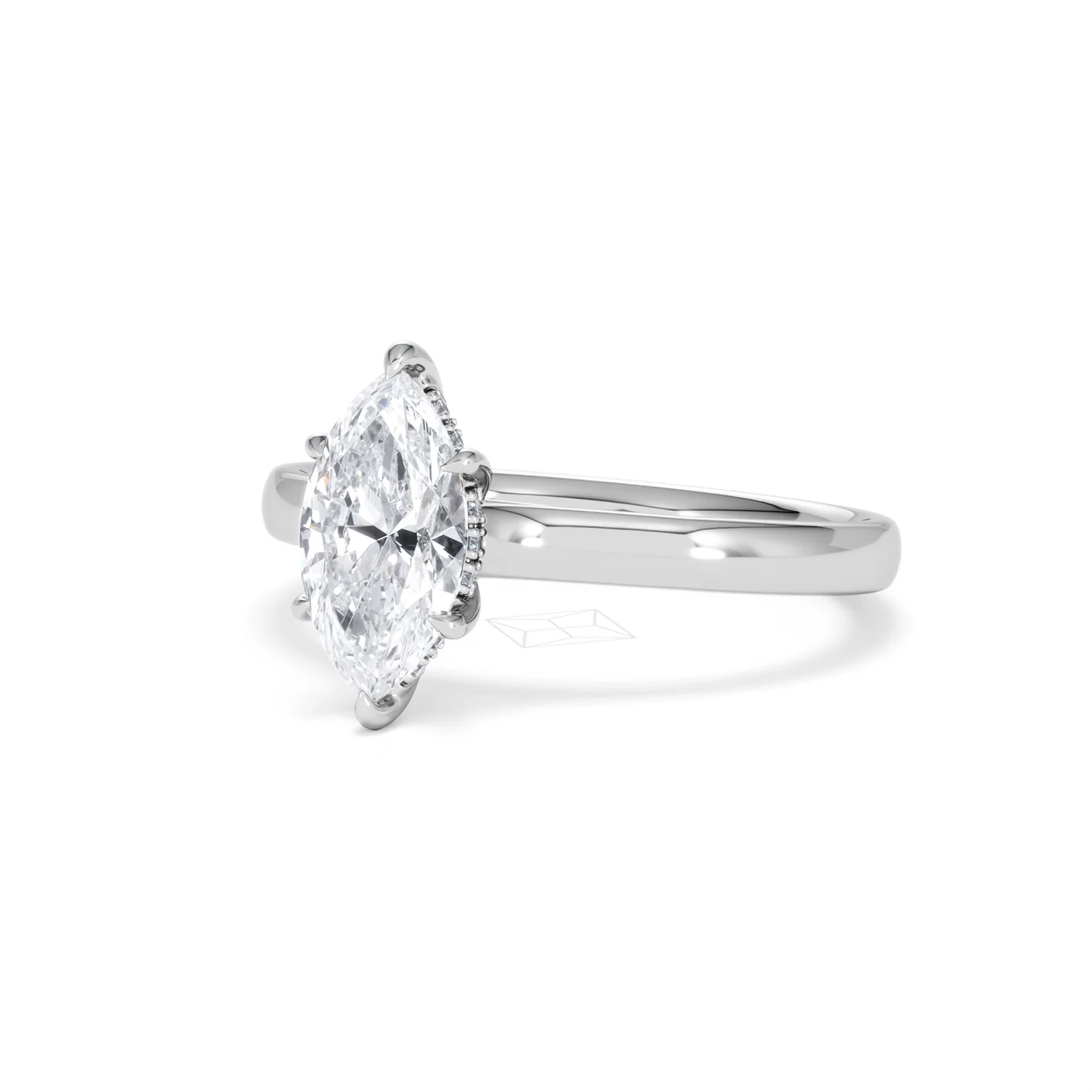 Amora Marquise 1.07ct Hidden Halo Lab Diamond Engagement Ring F/VS Set in Platinum - Image 83