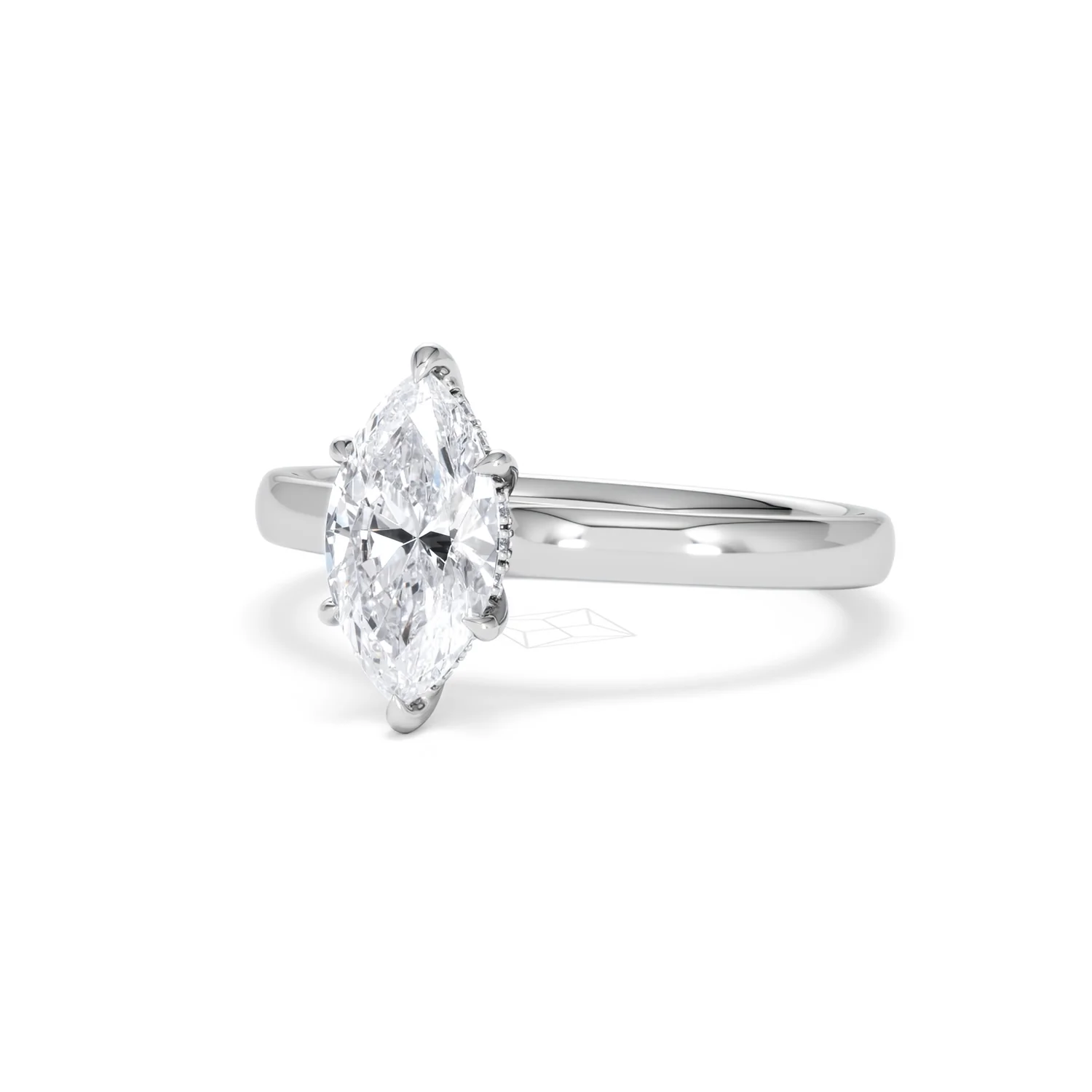 Amora Marquise 1.07ct Hidden Halo Lab Diamond Engagement Ring F/VS Set in Platinum - Image 84