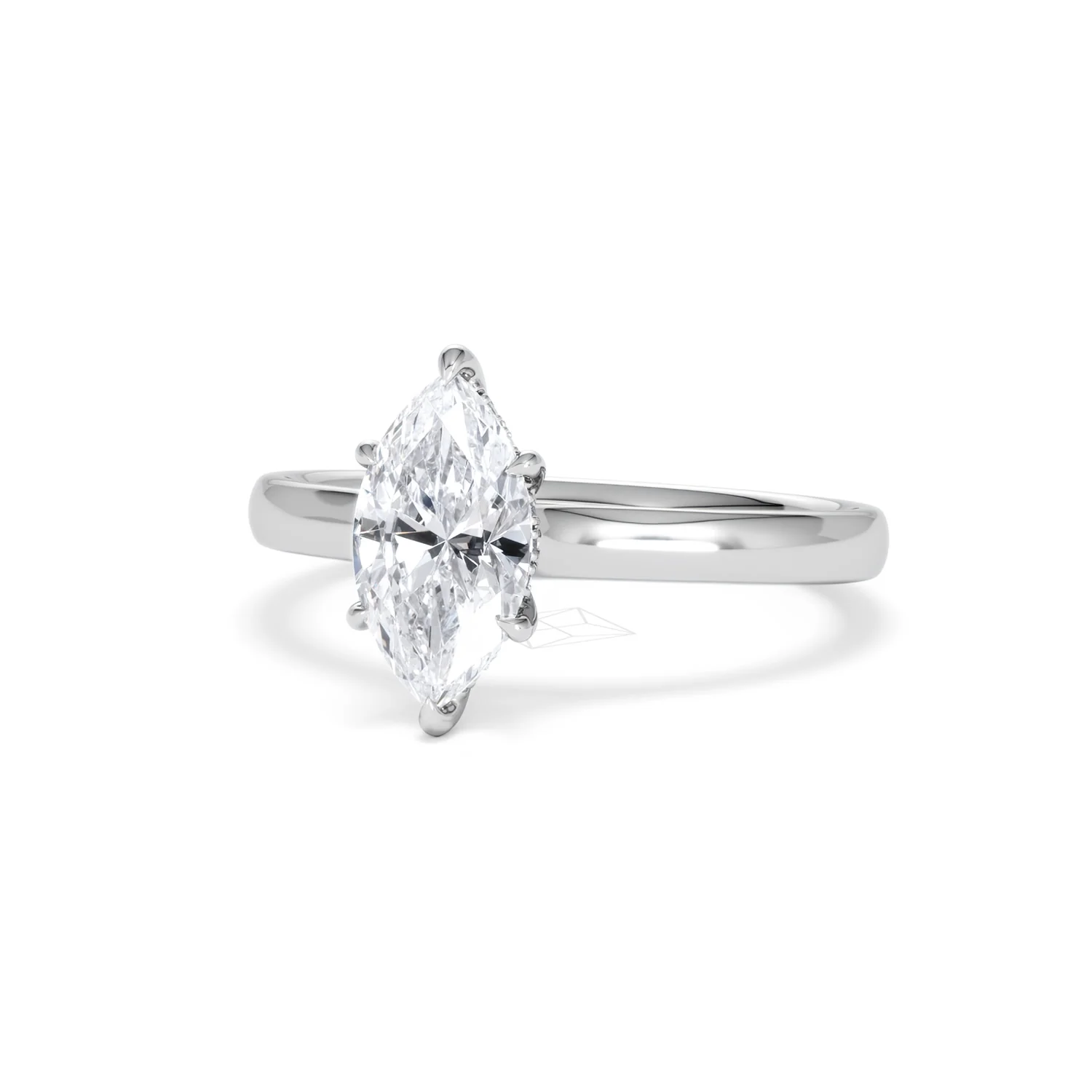 Amora Marquise 1.07ct Hidden Halo Lab Diamond Engagement Ring F/VS Set in Platinum - Image 85