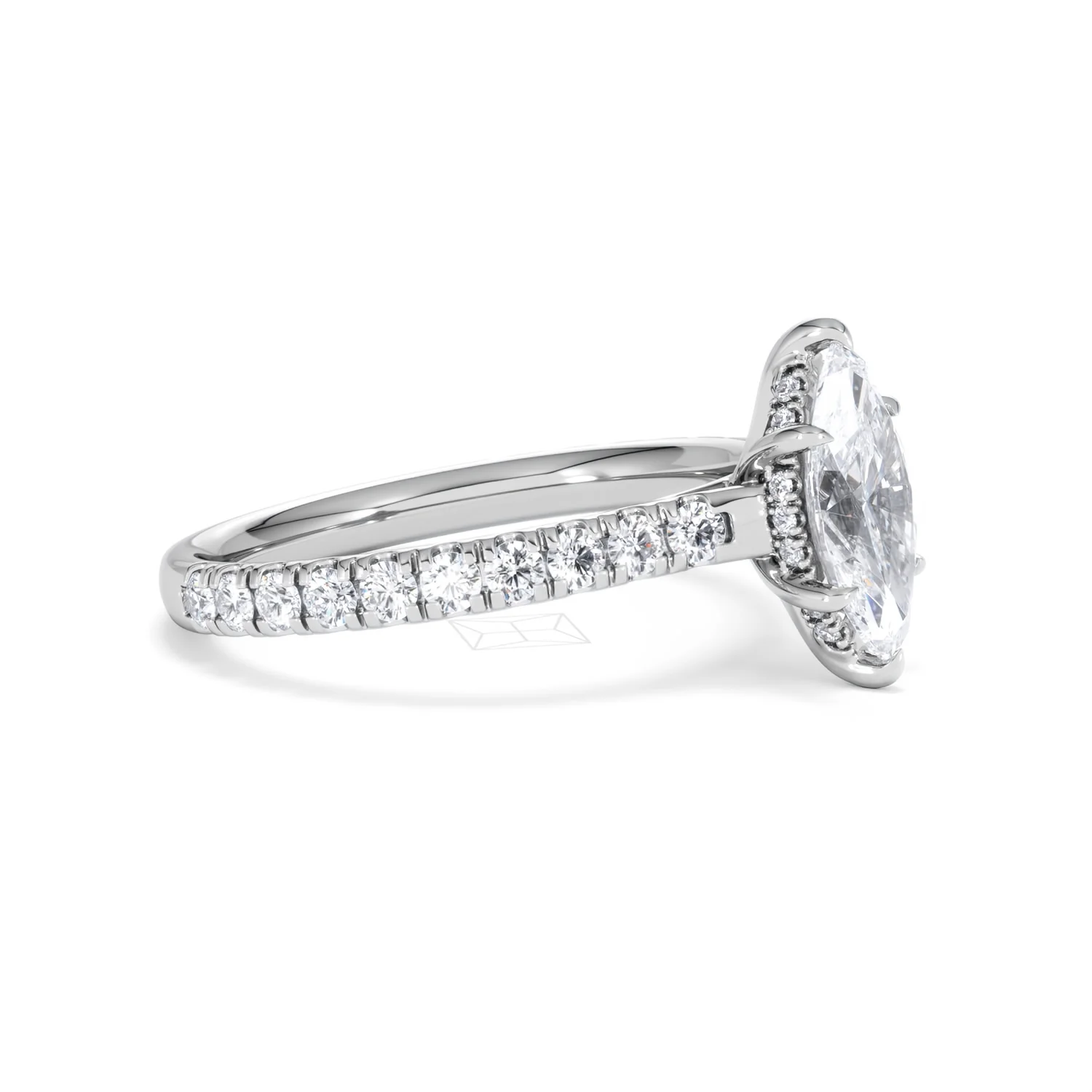 Amora Marquise 1.47ct Hidden Halo Engagement Ring With Side Stone Set in Platinum - Image 21