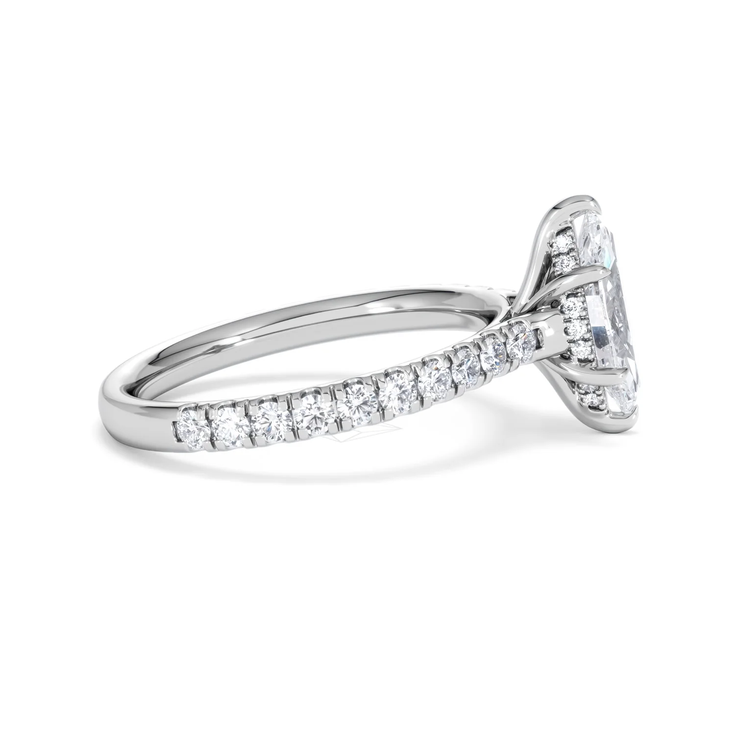Amora Marquise 1.47ct Hidden Halo Engagement Ring With Side Stone Set in Platinum - Image 27