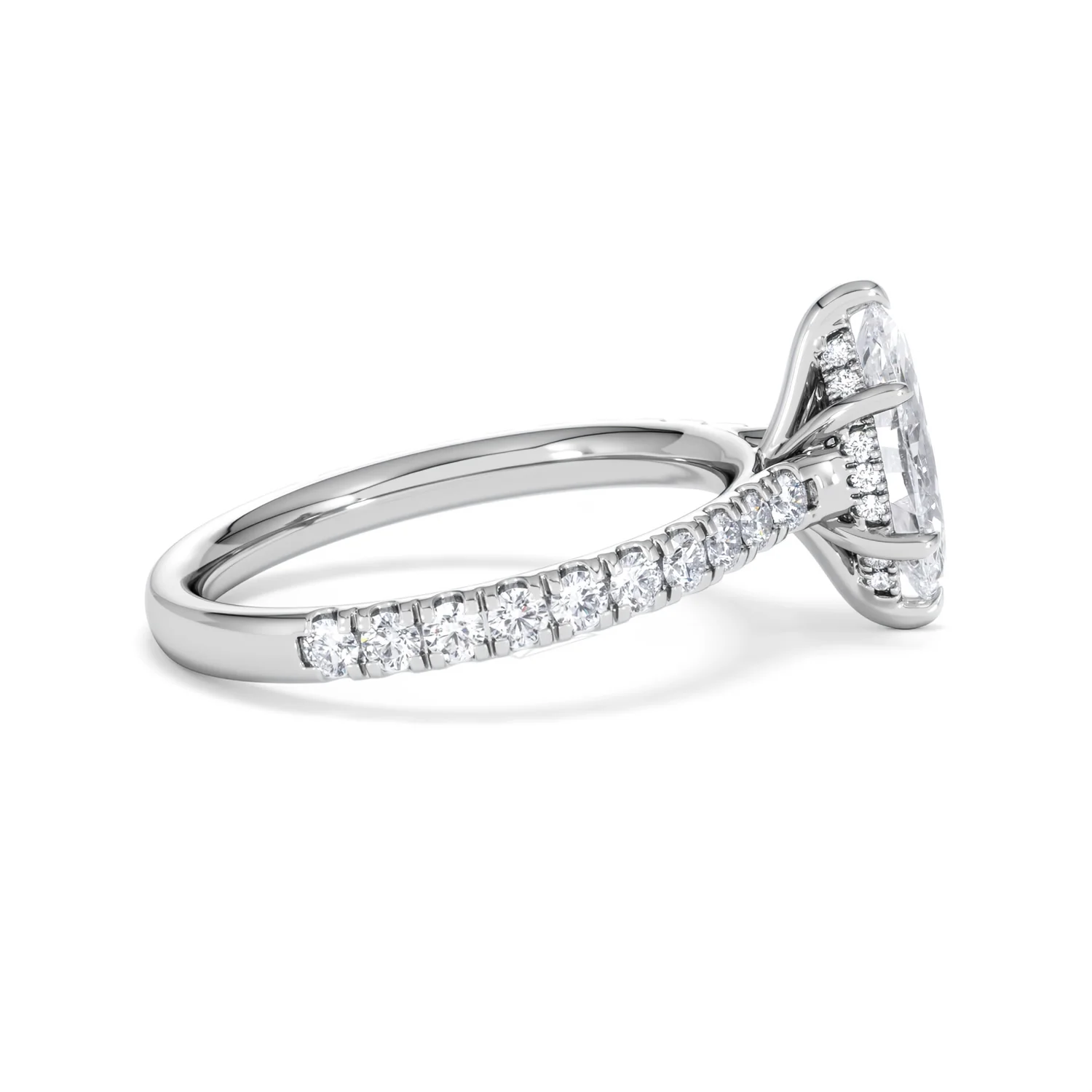 Amora Marquise 1.47ct Hidden Halo Engagement Ring With Side Stone Set in Platinum - Image 29