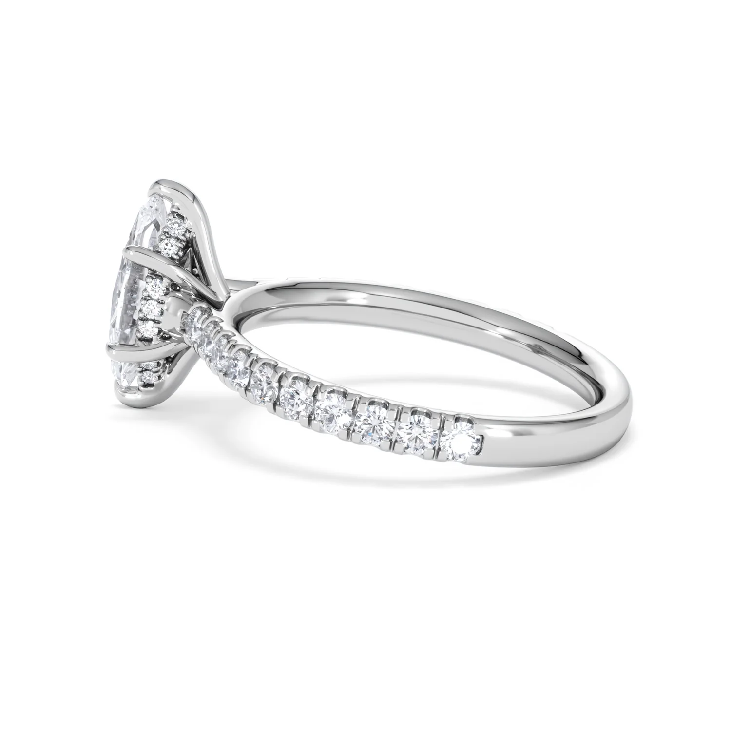 Amora Marquise 1.47ct Hidden Halo Engagement Ring With Side Stone Set in Platinum - Image 64