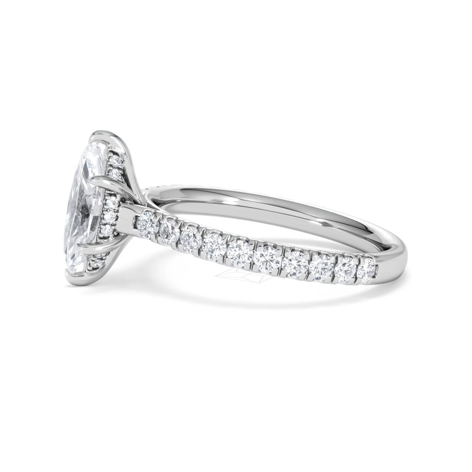 Amora Marquise 1.47ct Hidden Halo Engagement Ring With Side Stone Set in Platinum - Image 71
