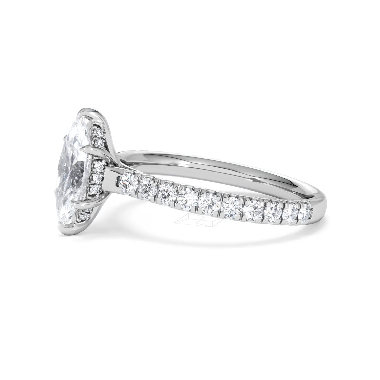 Amora Marquise 1.47ct Hidden Halo Engagement Ring With Side Stone Set in Platinum - Image 73