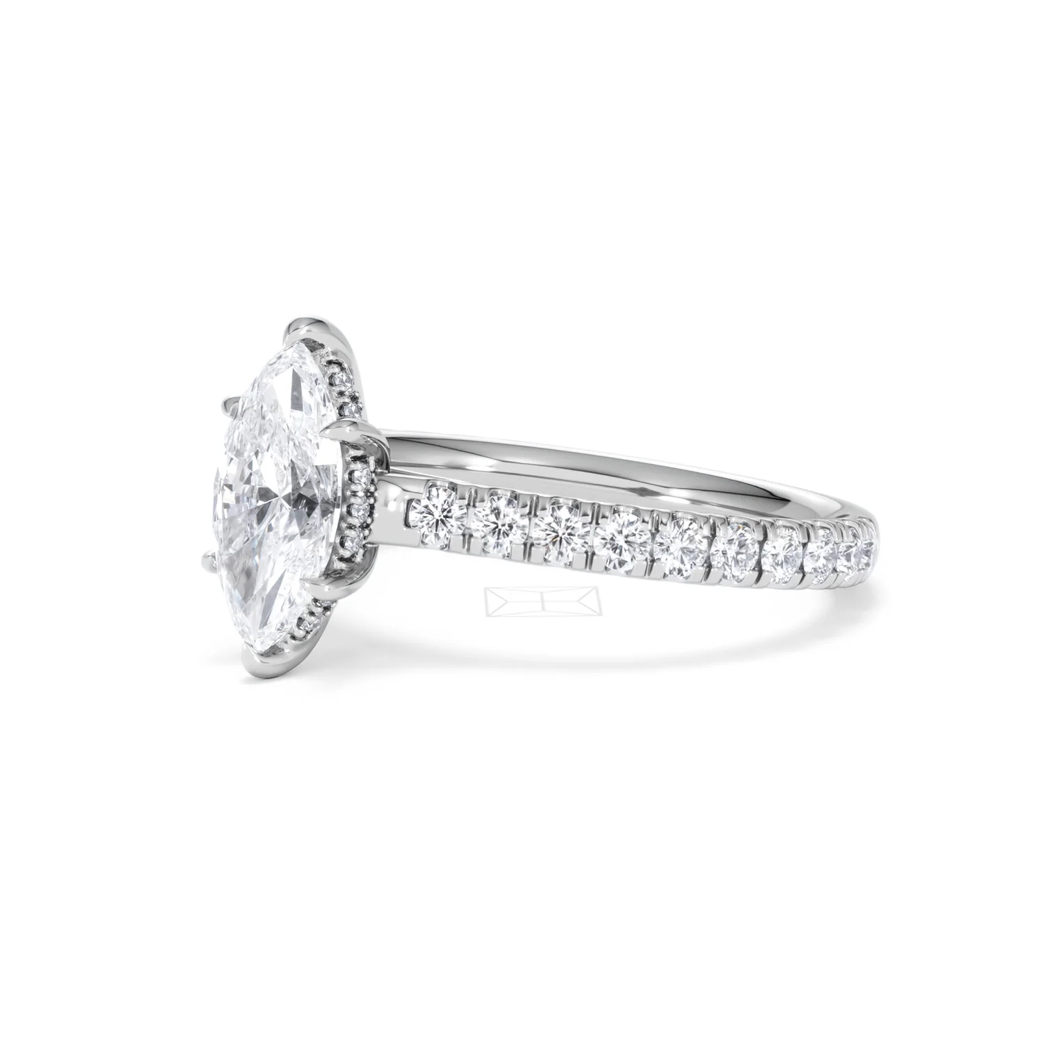 Amora Marquise 1.47ct Hidden Halo Engagement Ring With Side Stone Set in Platinum - Image 78