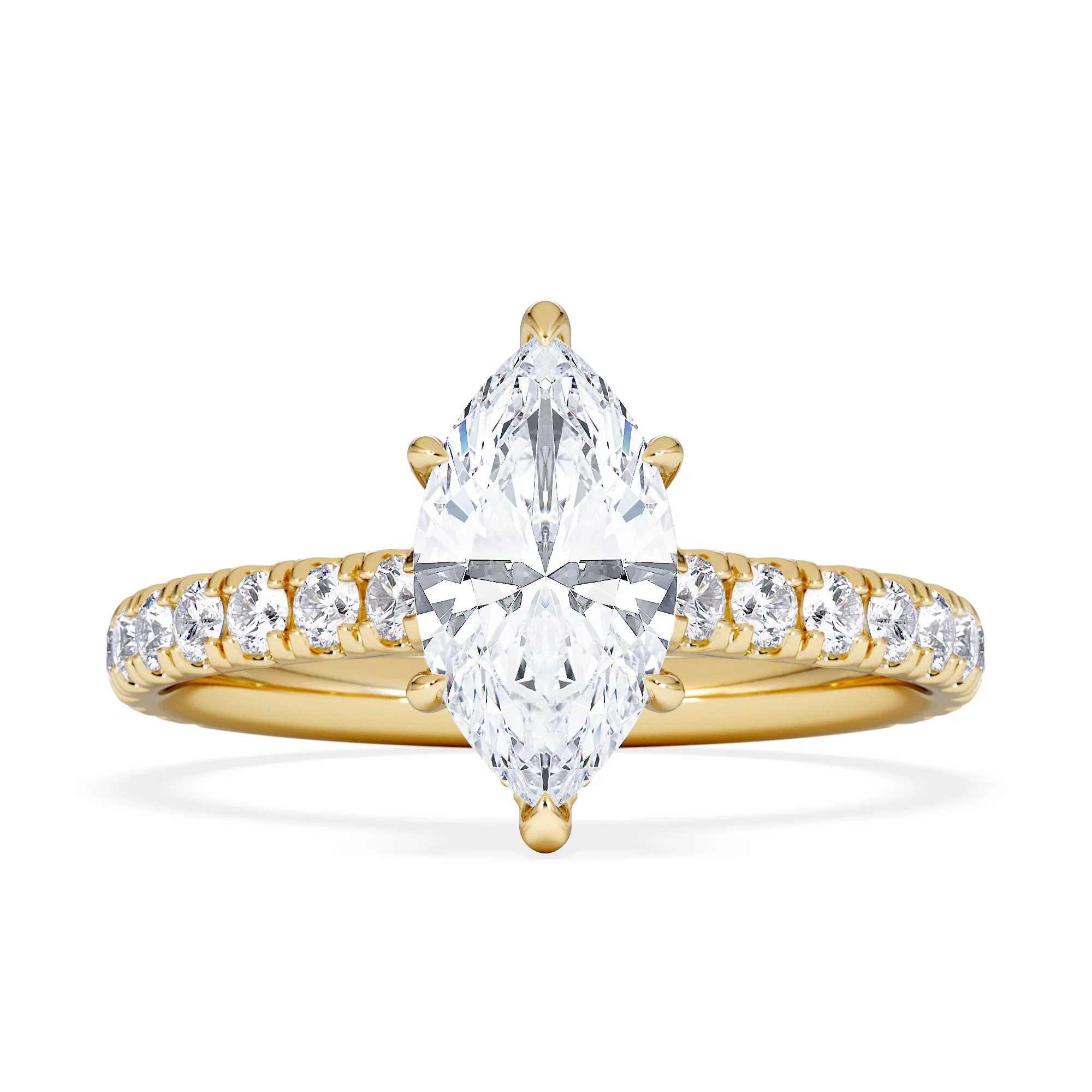 Amora Marquise 1.47ct Hidden Halo Lab Diamond Engagement Ring With Side Stones Set in 18K Gold - Image 5