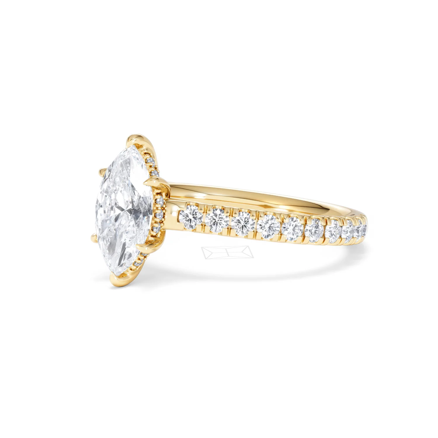 Amora Marquise 1.47ct Hidden Halo Lab Diamond Engagement Ring With Side Stones Set in 18K Gold - Image 78