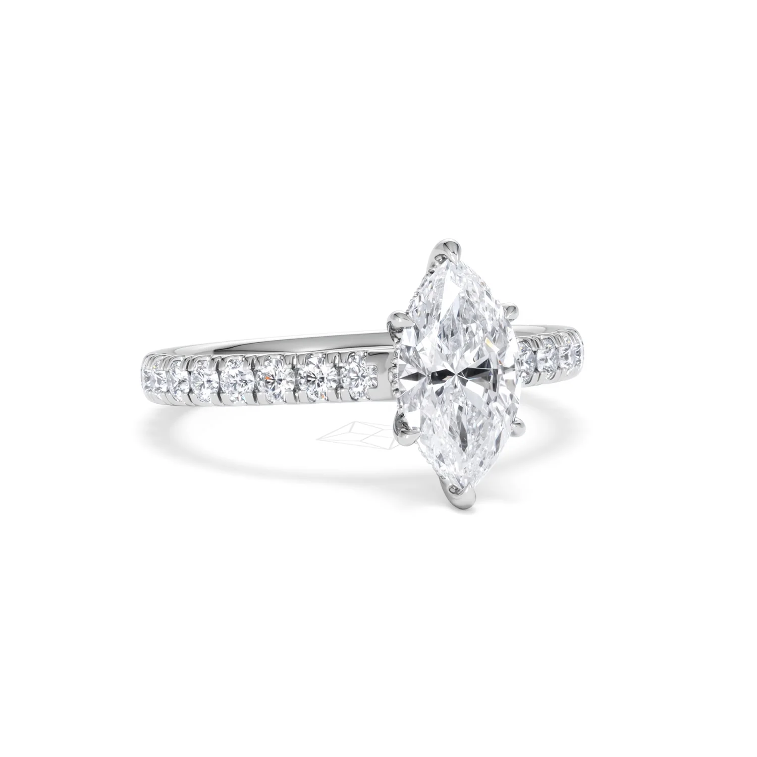 Amora Marquise 1.47ct Hidden Halo Lab Diamond Engagement Ring with Side Stones Set in 18K White Gold - Image 12