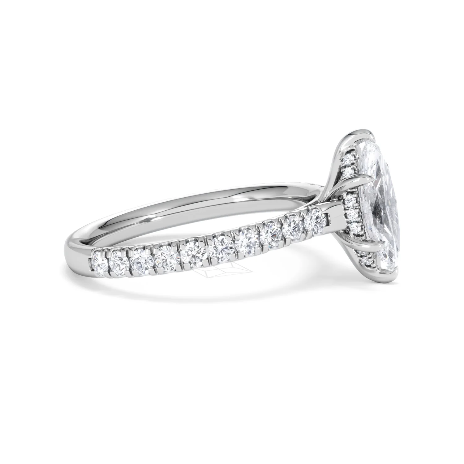 Amora Marquise 1.47ct Hidden Halo Lab Diamond Engagement Ring with Side Stones Set in 18K White Gold - Image 24