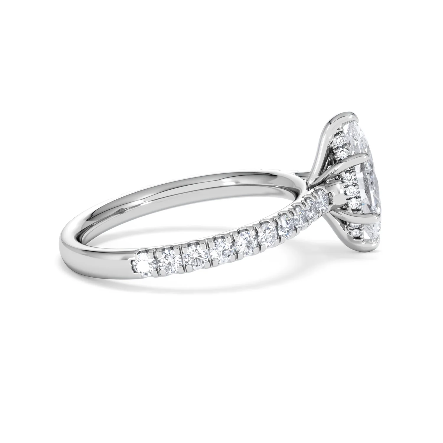 Amora Marquise 1.47ct Hidden Halo Lab Diamond Engagement Ring with Side Stones Set in 18K White Gold - Image 30