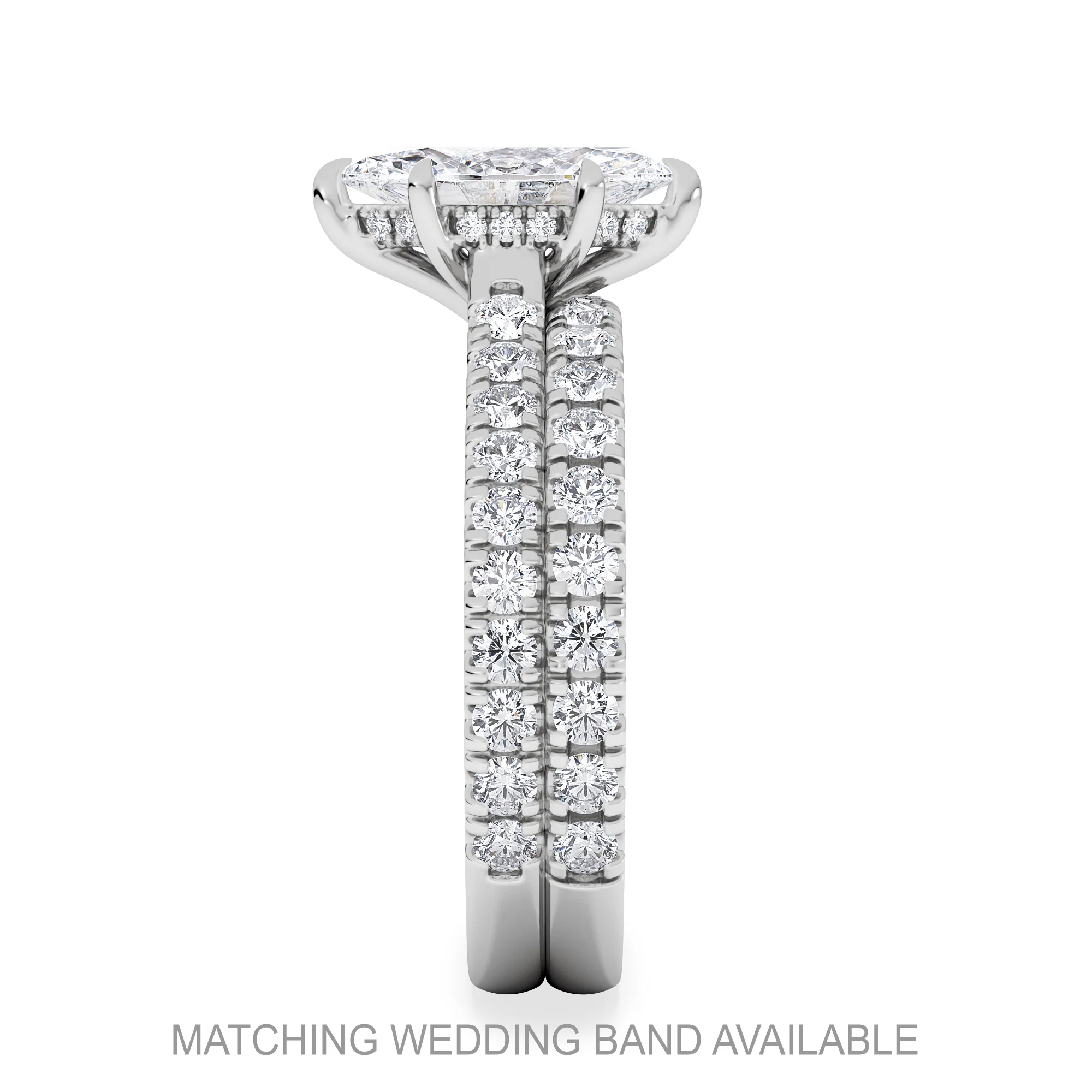 Amora Marquise 1.47ct Hidden Halo Lab Diamond Engagement Ring with Side Stones Set in 18K White Gold - Image 5