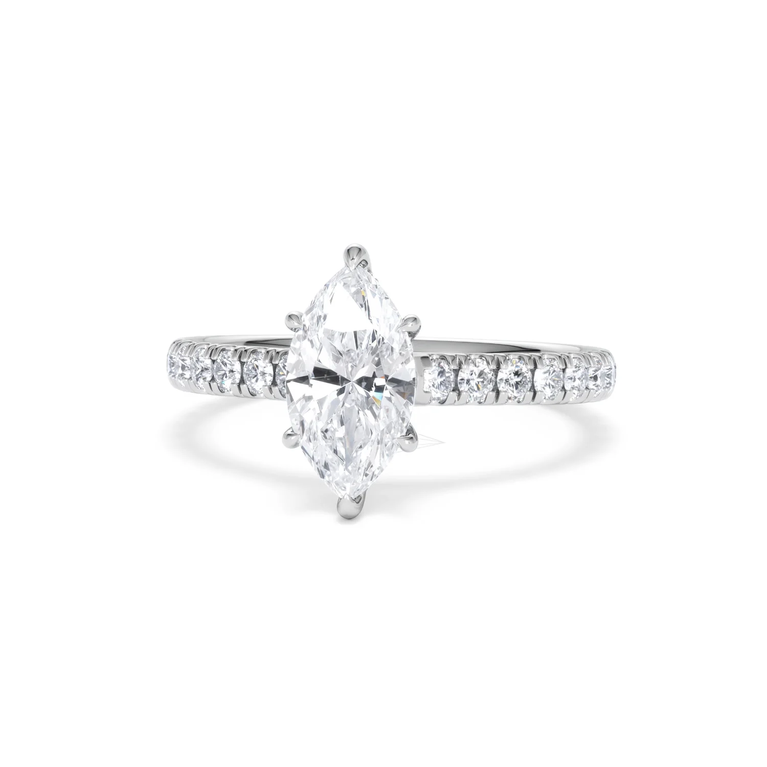 Amora Marquise 1.47ct Hidden Halo Lab Diamond Engagement Ring with Side Stones Set in 18K White Gold - Image 86