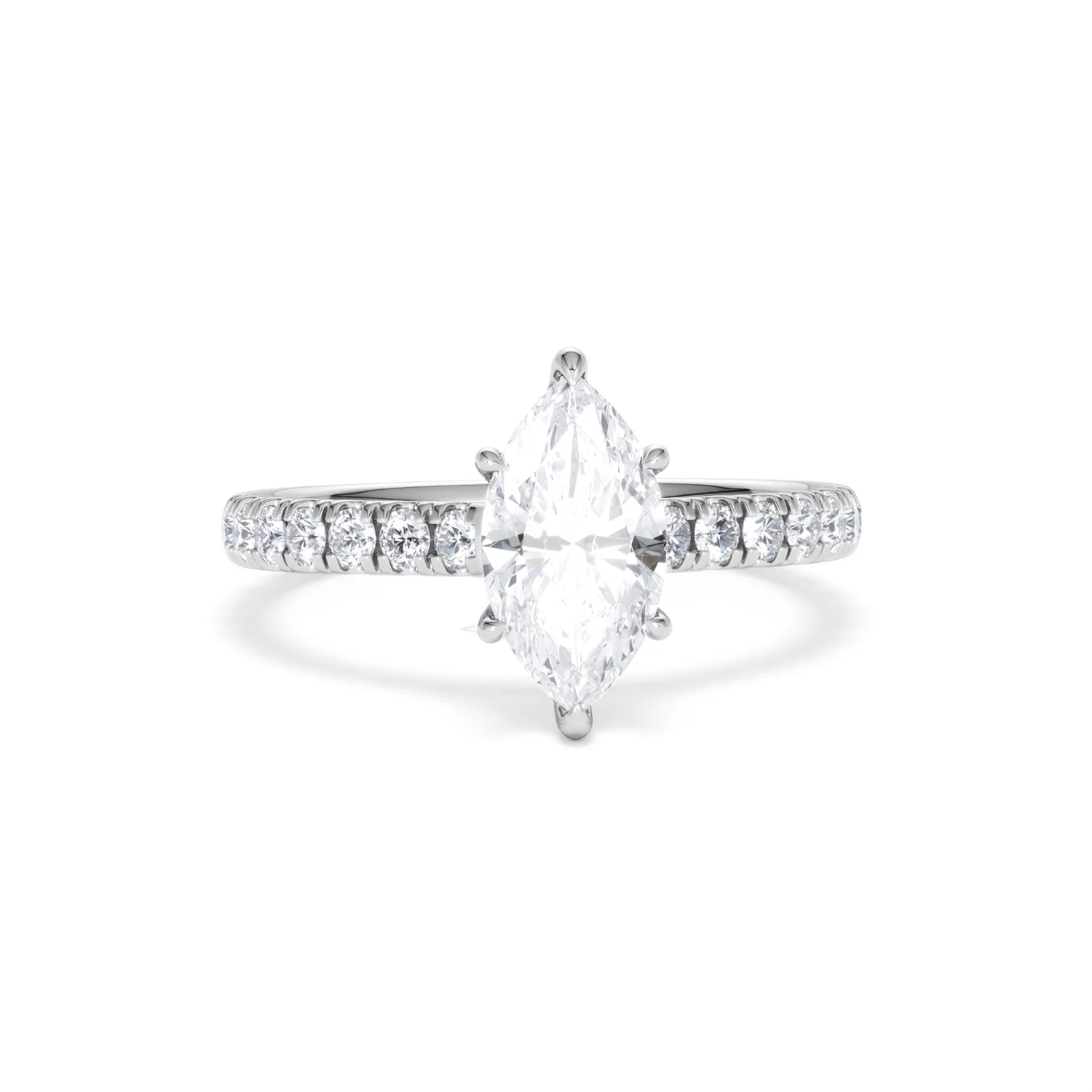Amora Marquise 1.47ct Hidden Halo Lab Diamond Engagement Ring with Side Stones Set in 18K White Gold - Image 9
