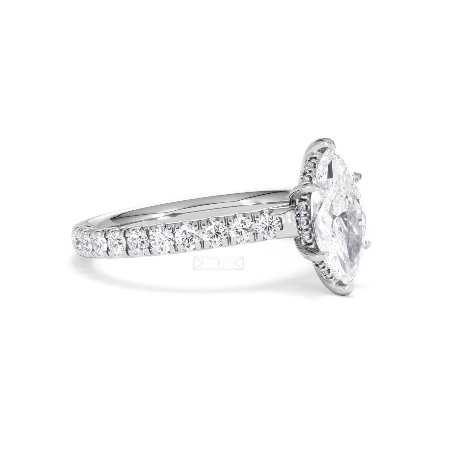 Amora Marquise 1.47ct Hidden Halo Lab Diamond Engagement Ring With Side Stones Set in Platinum - Image 18