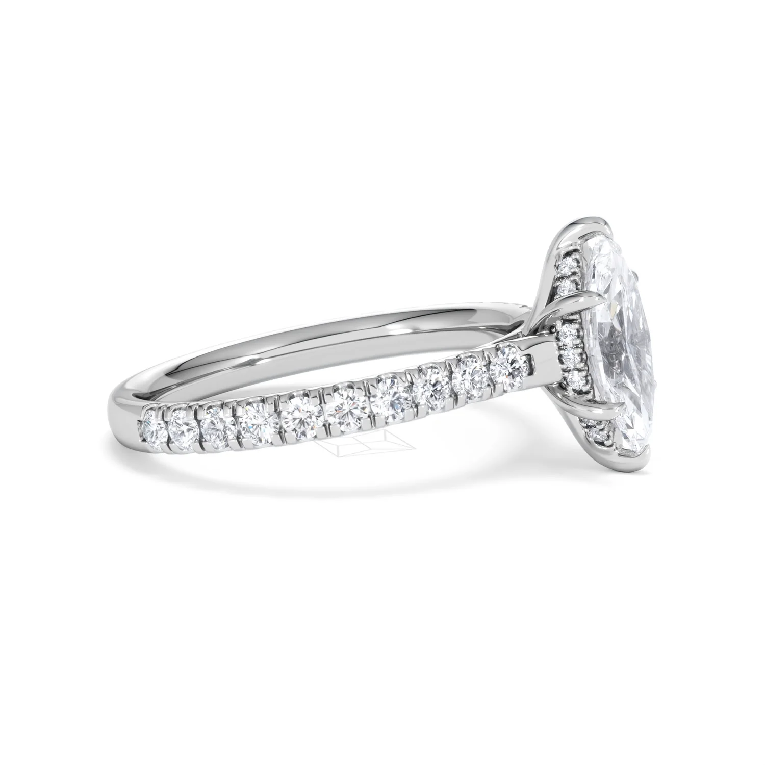 Amora Marquise 1.47ct Hidden Halo Lab Diamond Engagement Ring With Side Stones Set in Platinum - Image 23