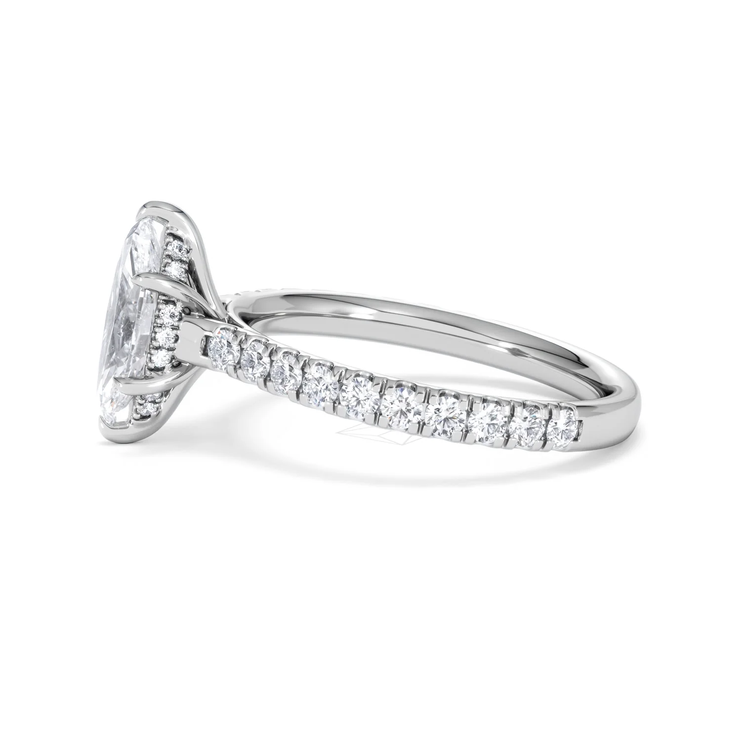 Amora Marquise 1.47ct Hidden Halo Lab Diamond Engagement Ring With Side Stones Set in Platinum - Image 70