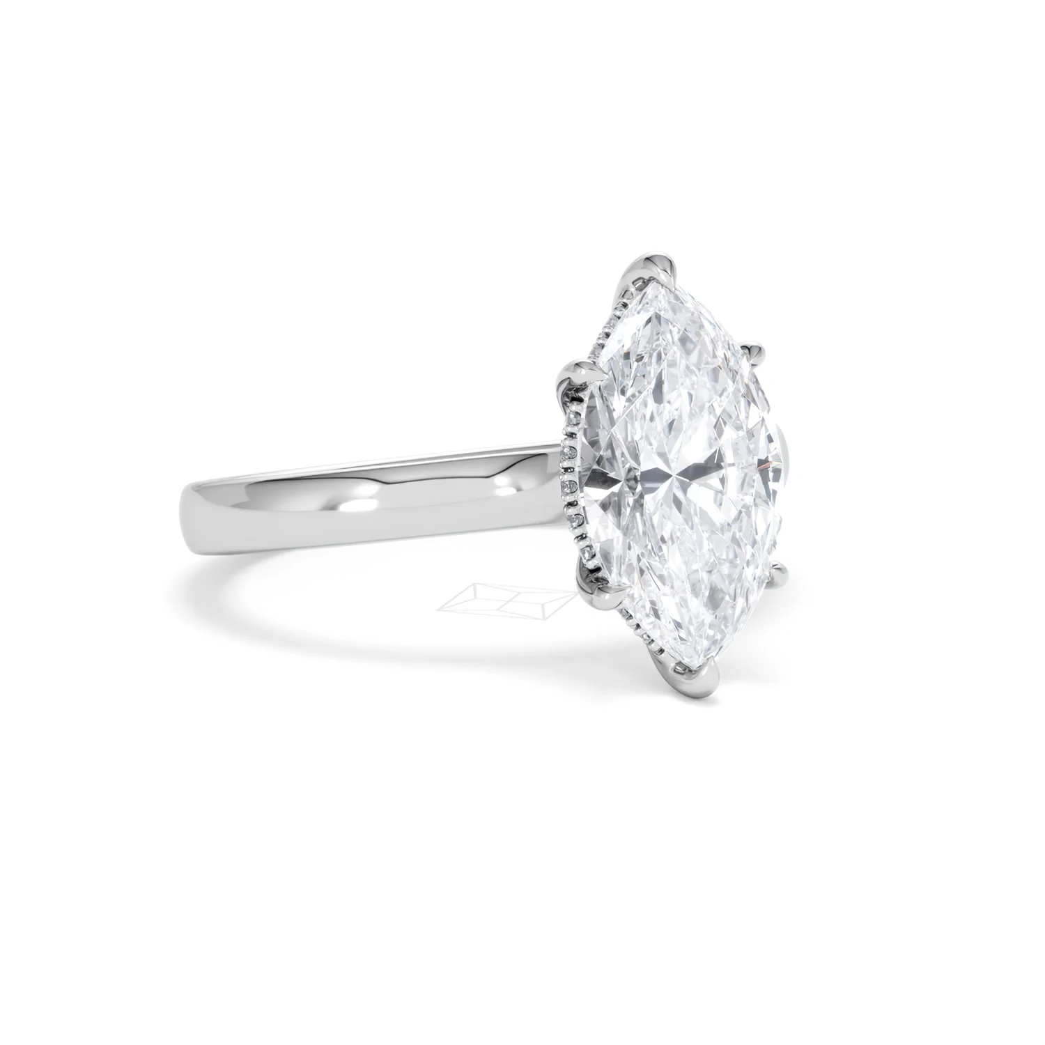 Amora Marquise 2.09ct Hidden Halo Lab Diamond Engagement Ring F/VS Set in 18K White Gold - Image 14
