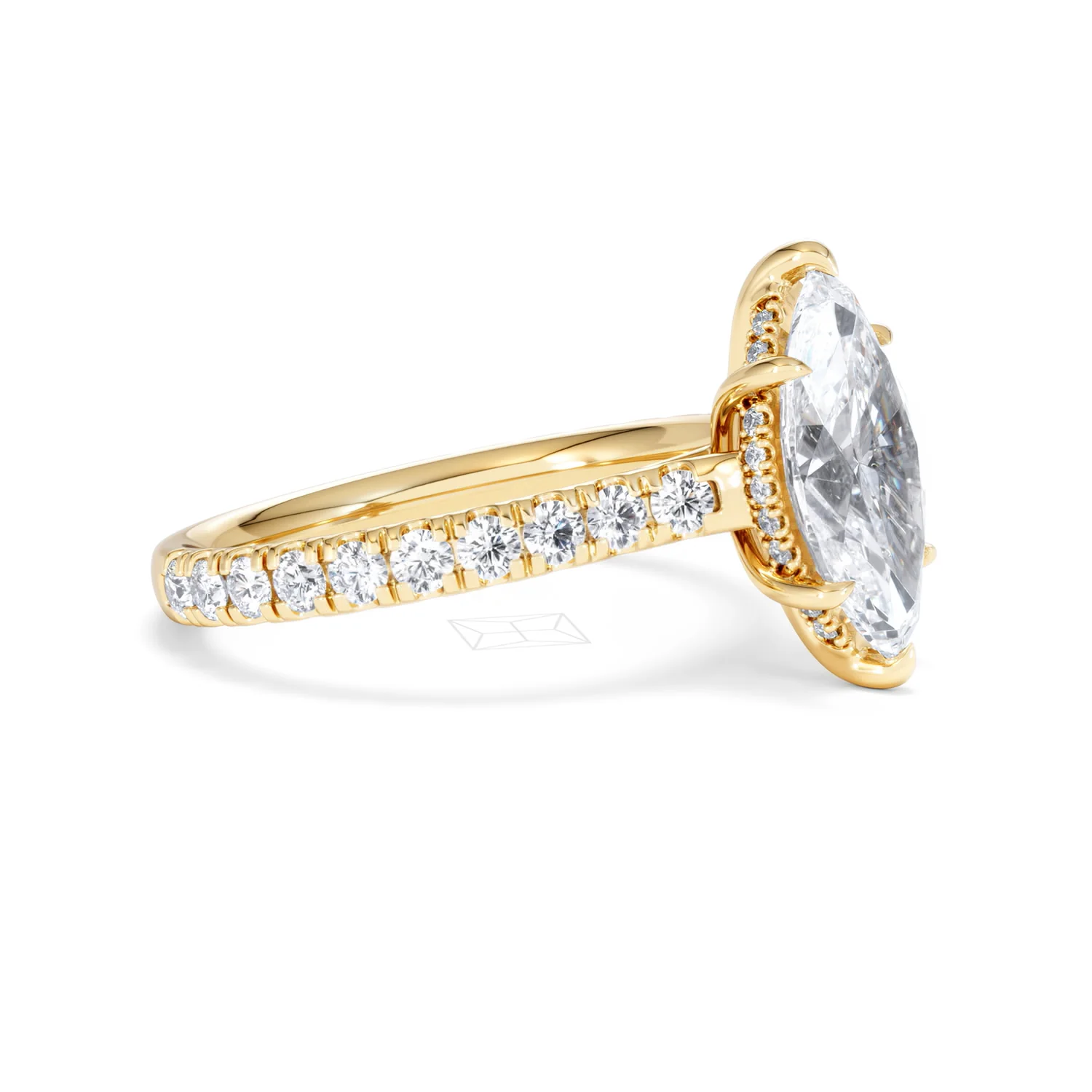 Amora Marquise 2.55ct Hidden Halo Lab Diamond Engagement Ring With Side Stones Set in 18K Gold - Image 21