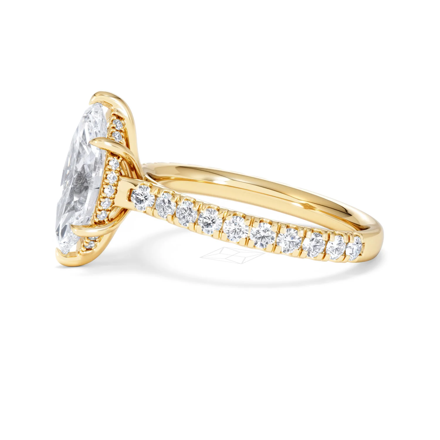 Amora Marquise 2.55ct Hidden Halo Lab Diamond Engagement Ring With Side Stones Set in 18K Gold - Image 71