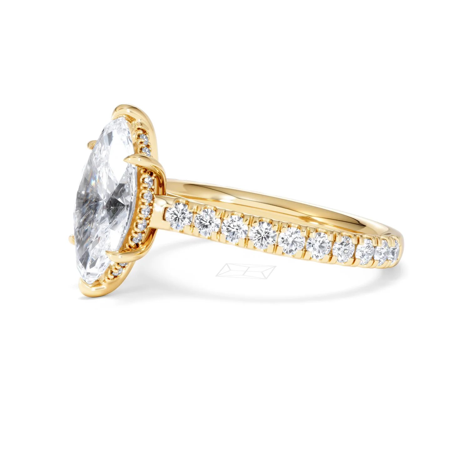 Amora Marquise 2.55ct Hidden Halo Lab Diamond Engagement Ring With Side Stones Set in 18K Gold - Image 75