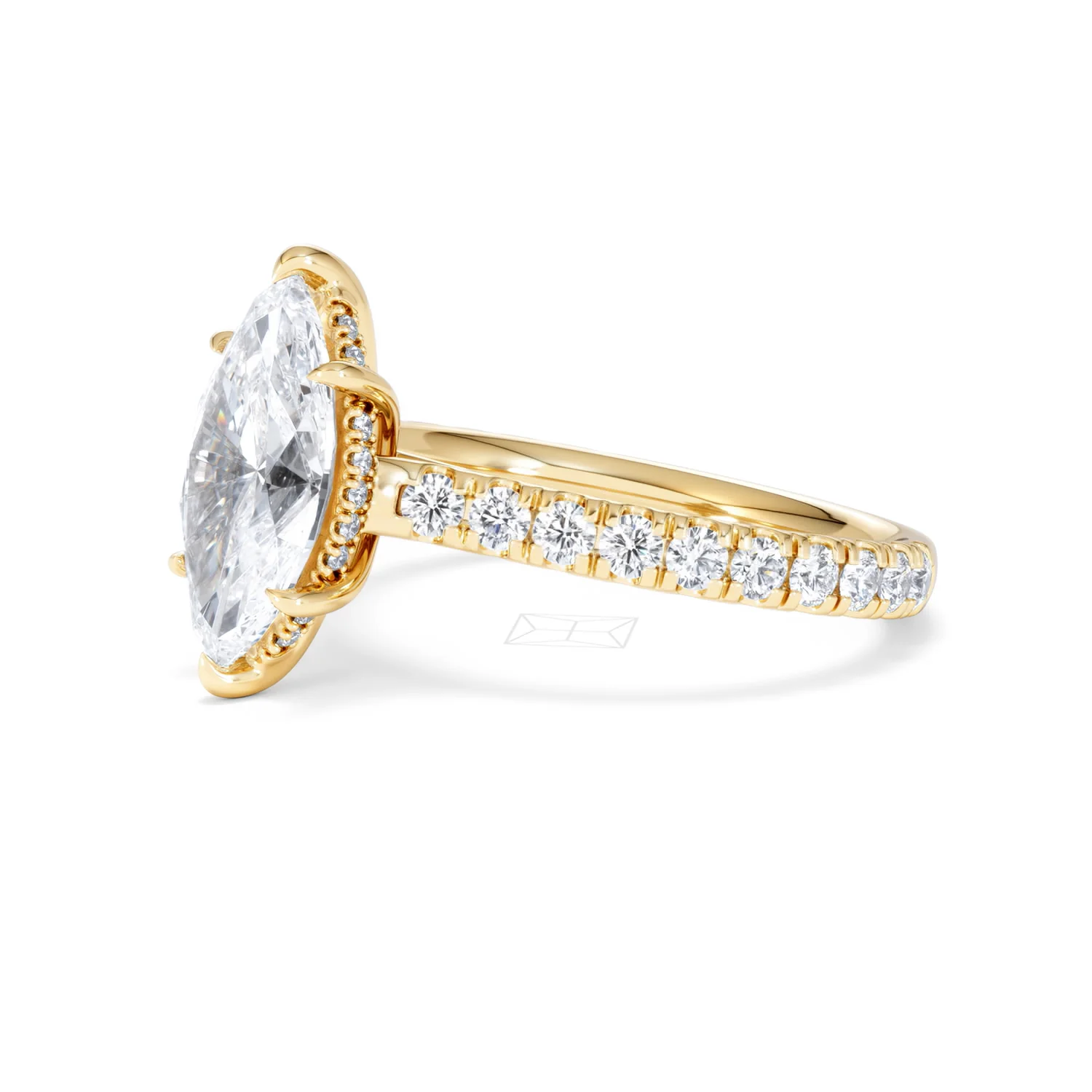 Amora Marquise 2.55ct Hidden Halo Lab Diamond Engagement Ring With Side Stones Set in 18K Gold - Image 76