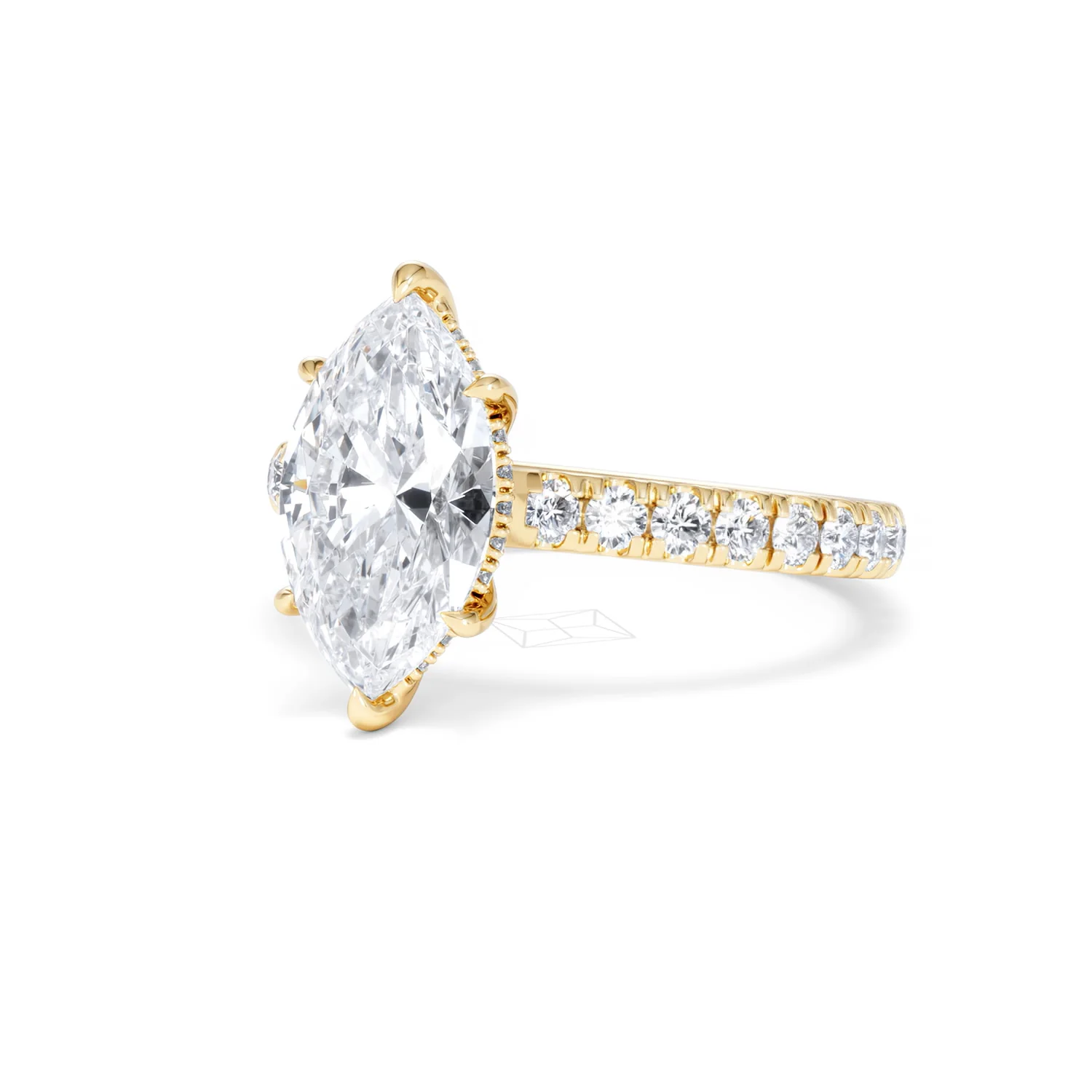 Amora Marquise 2.55ct Hidden Halo Lab Diamond Engagement Ring With Side Stones Set in 18K Gold - Image 82