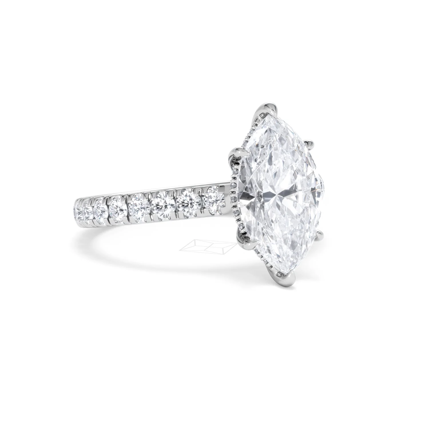 Amora Marquise 2.55ct Hidden Halo Lab Diamond Engagement Ring With Side Stones Set in 18K White Gold - Image 14