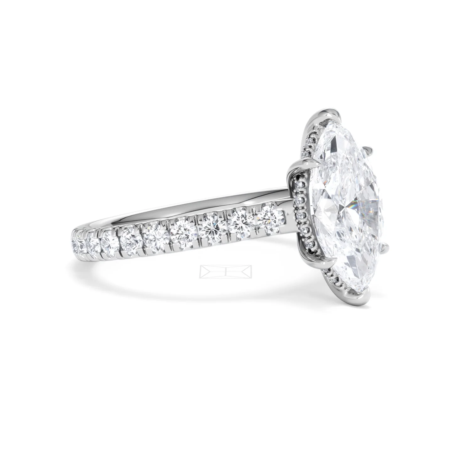 Amora Marquise 2.55ct Hidden Halo Lab Diamond Engagement Ring With Side Stones Set in 18K White Gold - Image 18