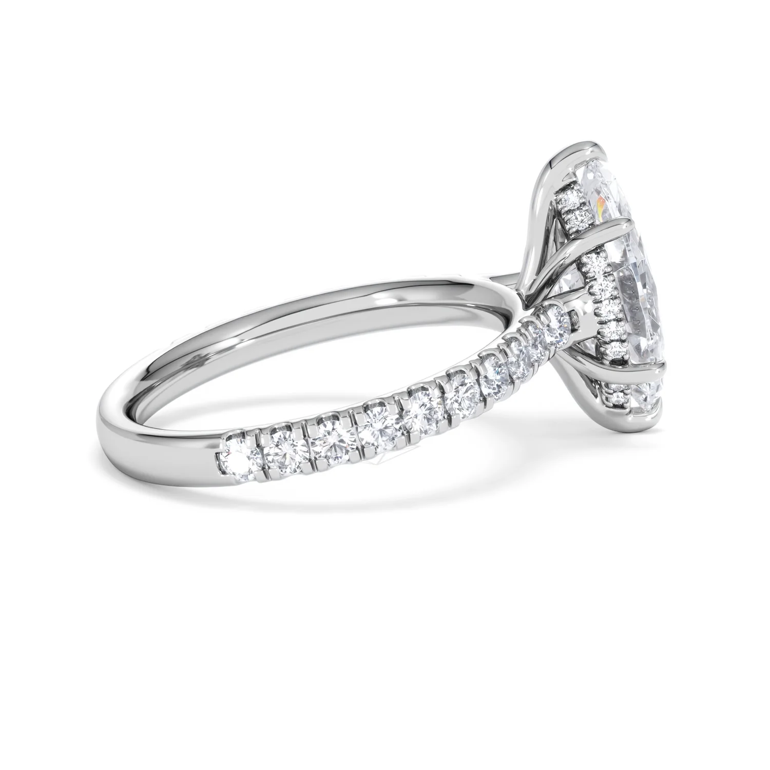 Amora Marquise 2.55ct Hidden Halo Lab Diamond Engagement Ring With Side Stones Set in 18K White Gold - Image 31