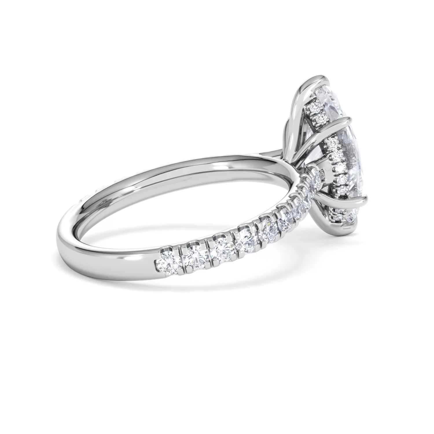 Amora Marquise 2.55ct Hidden Halo Lab Diamond Engagement Ring With Side Stones Set in 18K White Gold - Image 34
