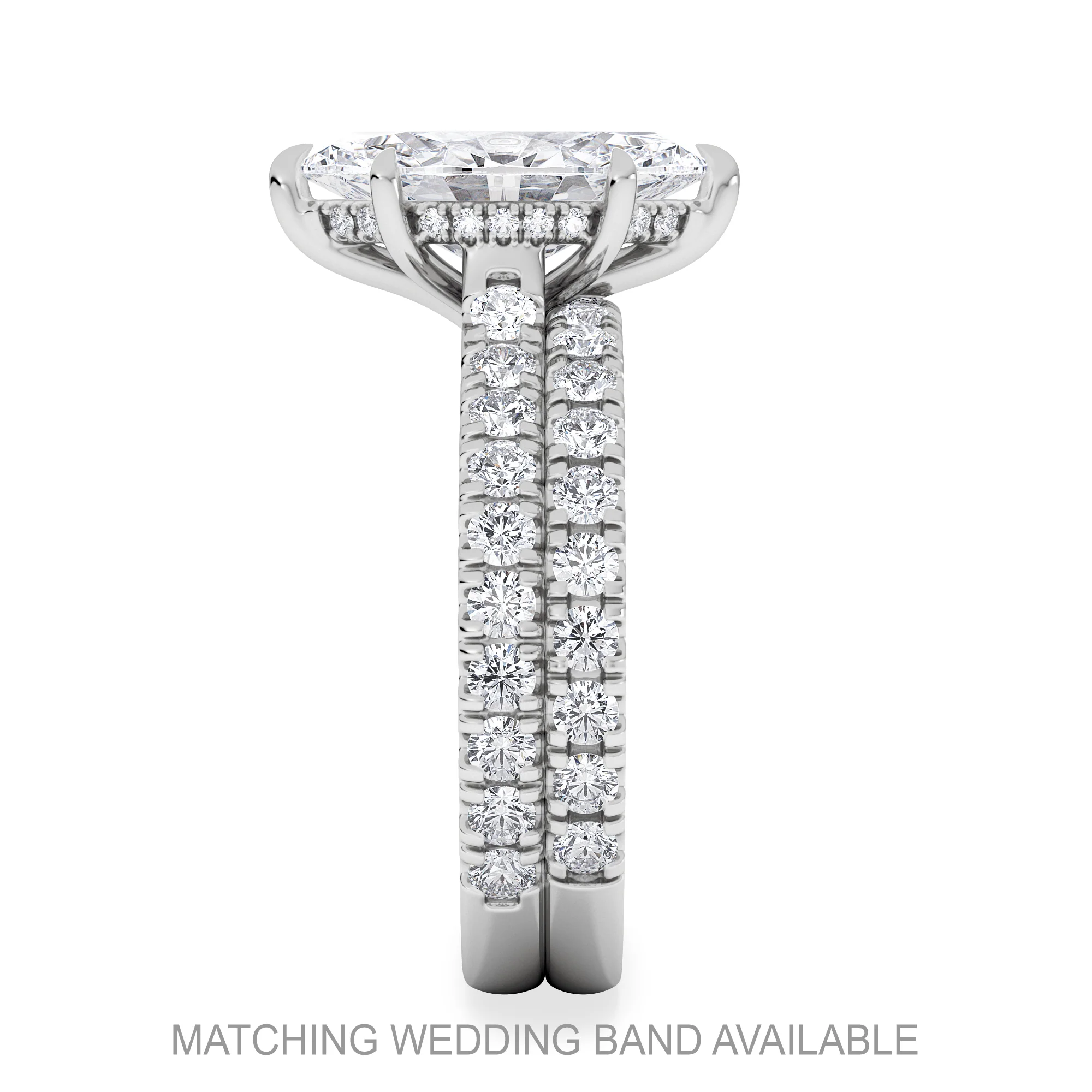 Amora Marquise 2.55ct Hidden Halo Lab Diamond Engagement Ring With Side Stones Set in 18K White Gold - Image 5