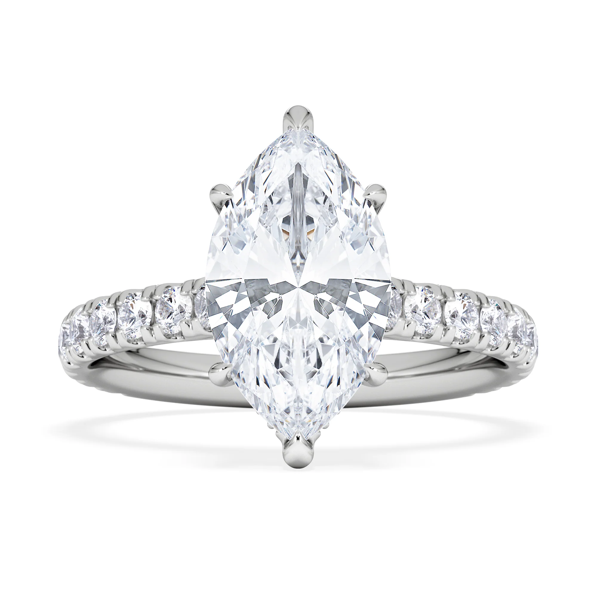 Amora Marquise 2.55ct Hidden Halo Lab Diamond Engagement Ring With Side Stones Set in 18K White Gold - Image 6