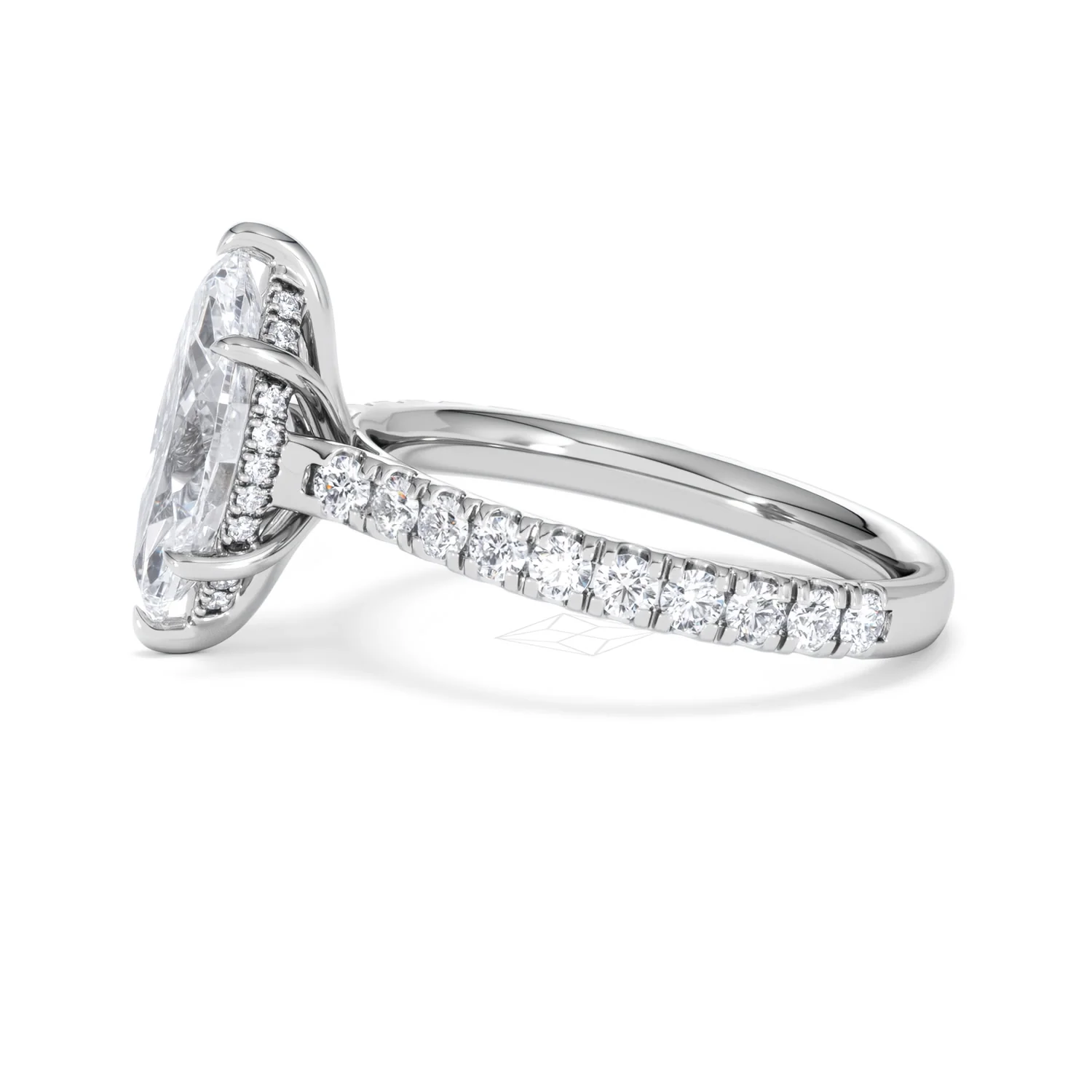 Amora Marquise 2.55ct Hidden Halo Lab Diamond Engagement Ring With Side Stones Set in 18K White Gold - Image 70