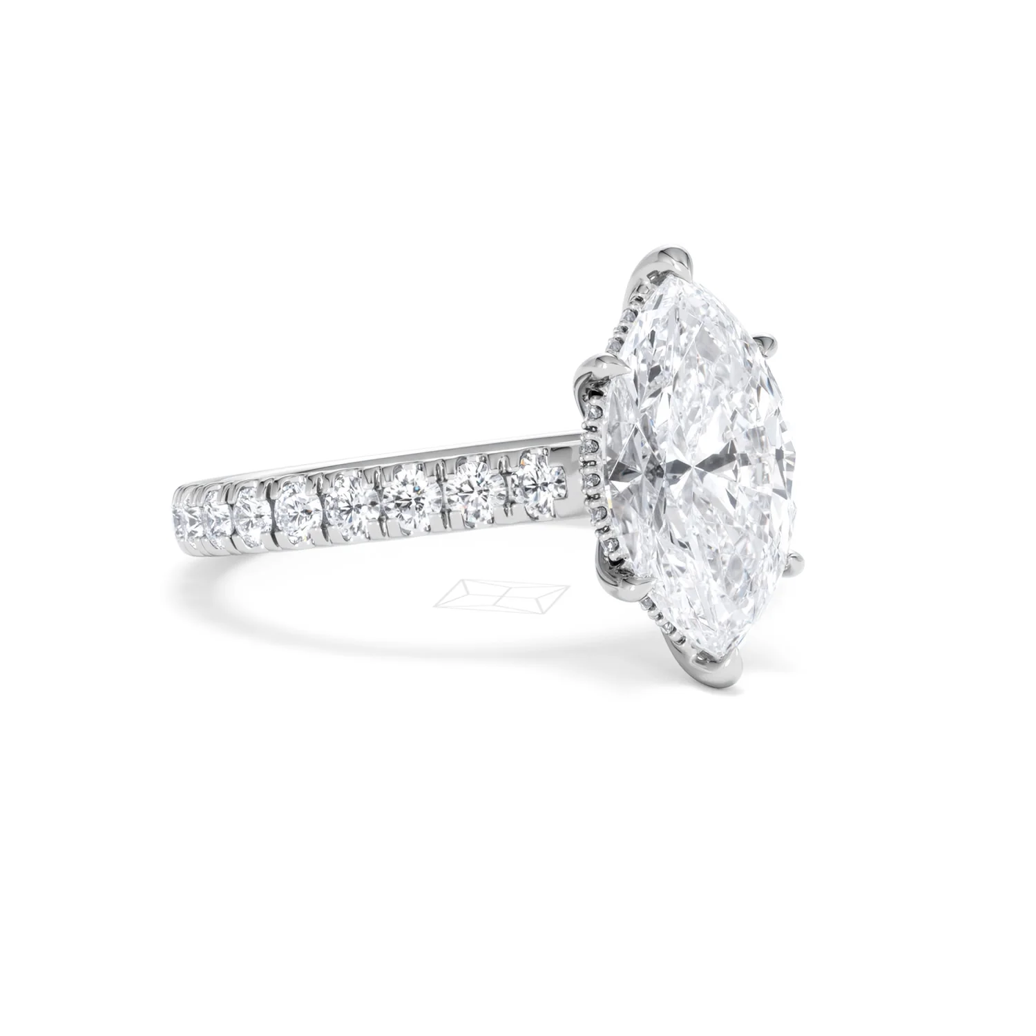 Amora Marquise 2.55ct Hidden Halo Lab Diamond Engagement Ring With Side Stones Set in Platinum - Image 15