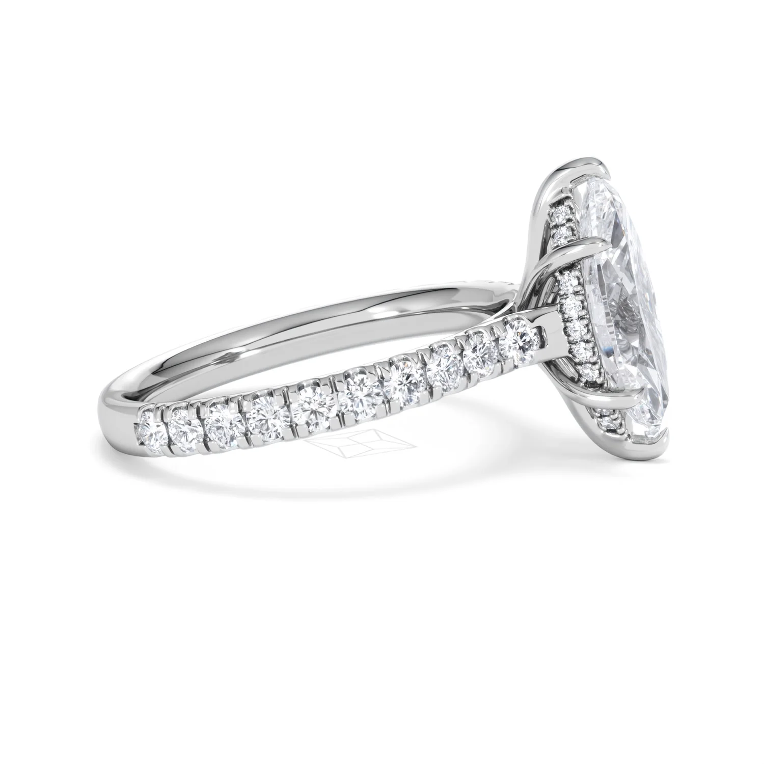 Amora Marquise 2.55ct Hidden Halo Lab Diamond Engagement Ring With Side Stones Set in Platinum - Image 25