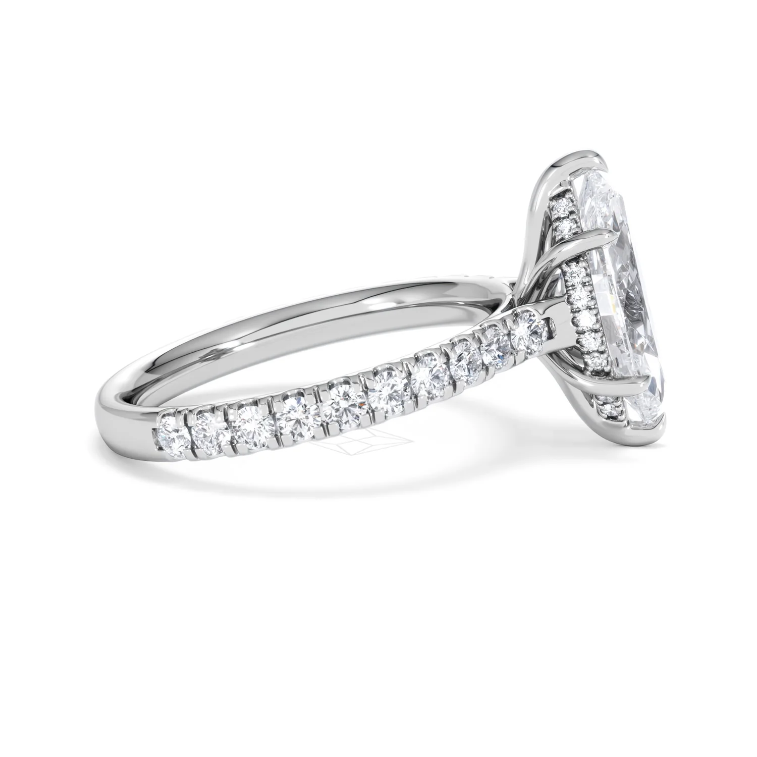 Amora Marquise 2.55ct Hidden Halo Lab Diamond Engagement Ring With Side Stones Set in Platinum - Image 27