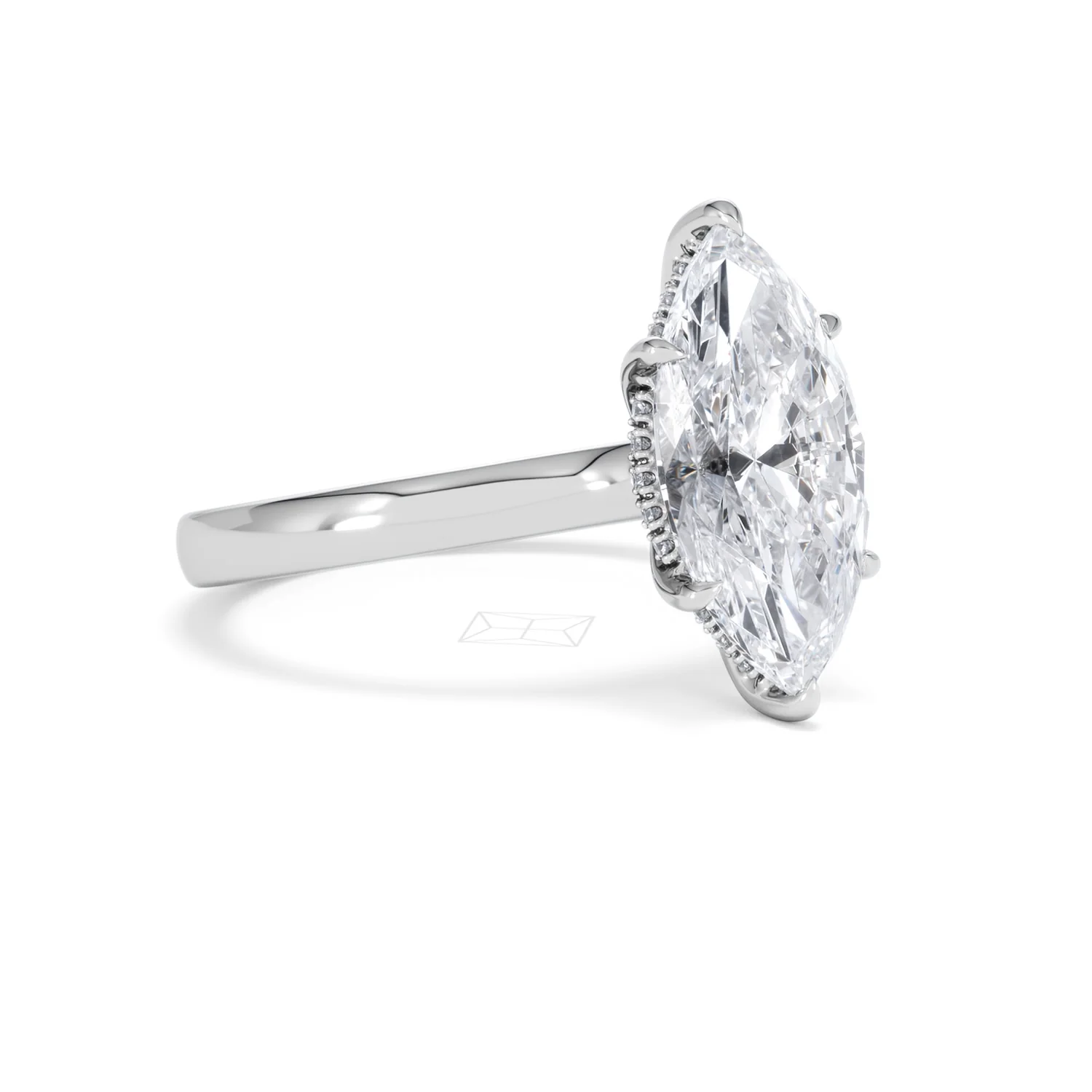 Amora Marquise 3.11ct Hidden Halo Lab Diamond Engagement Ring G/VS Set in 18K White Gold - Image 16