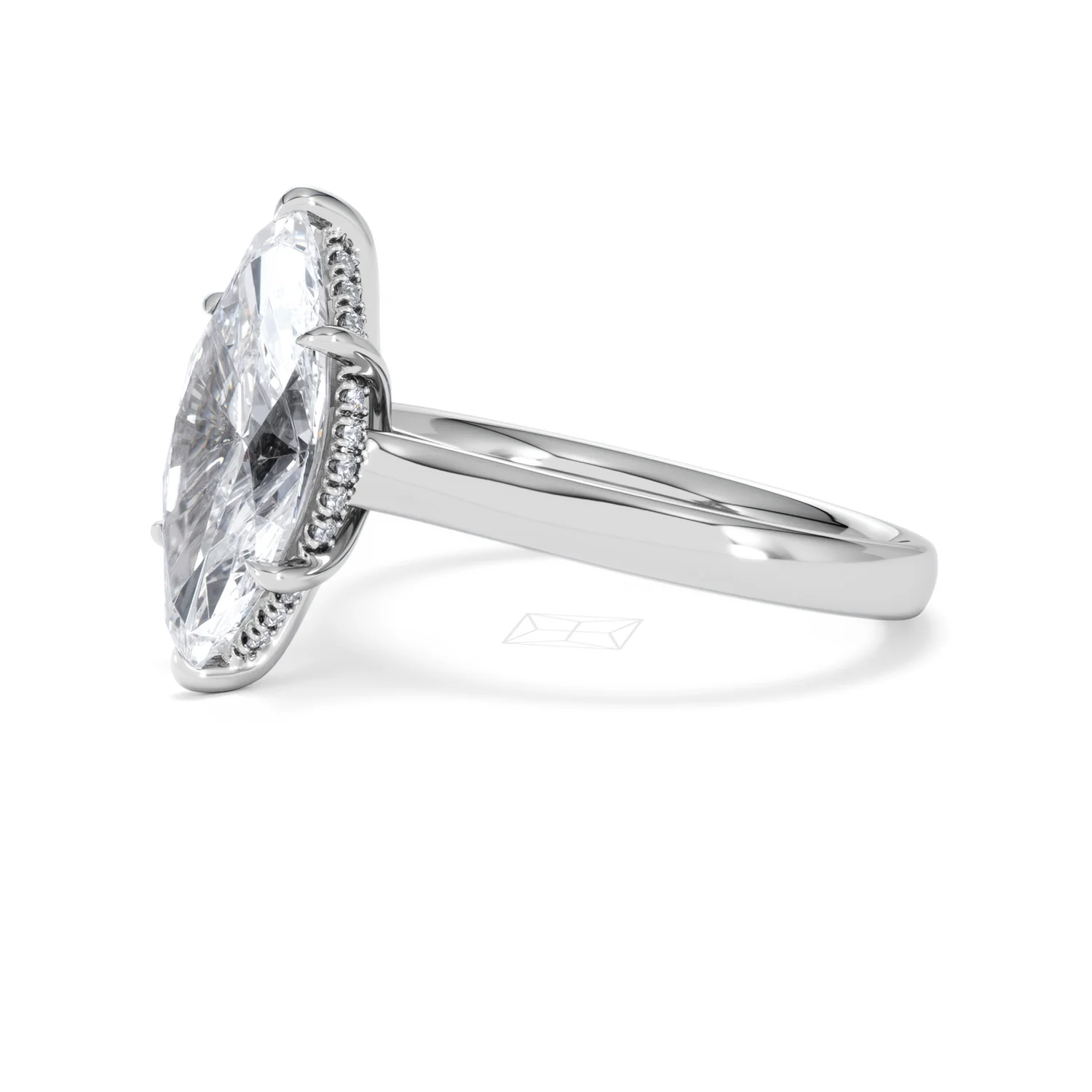 Amora Marquise 3.11ct Hidden Halo Lab Diamond Engagement Ring G/VS Set in 18K White Gold - Image 75