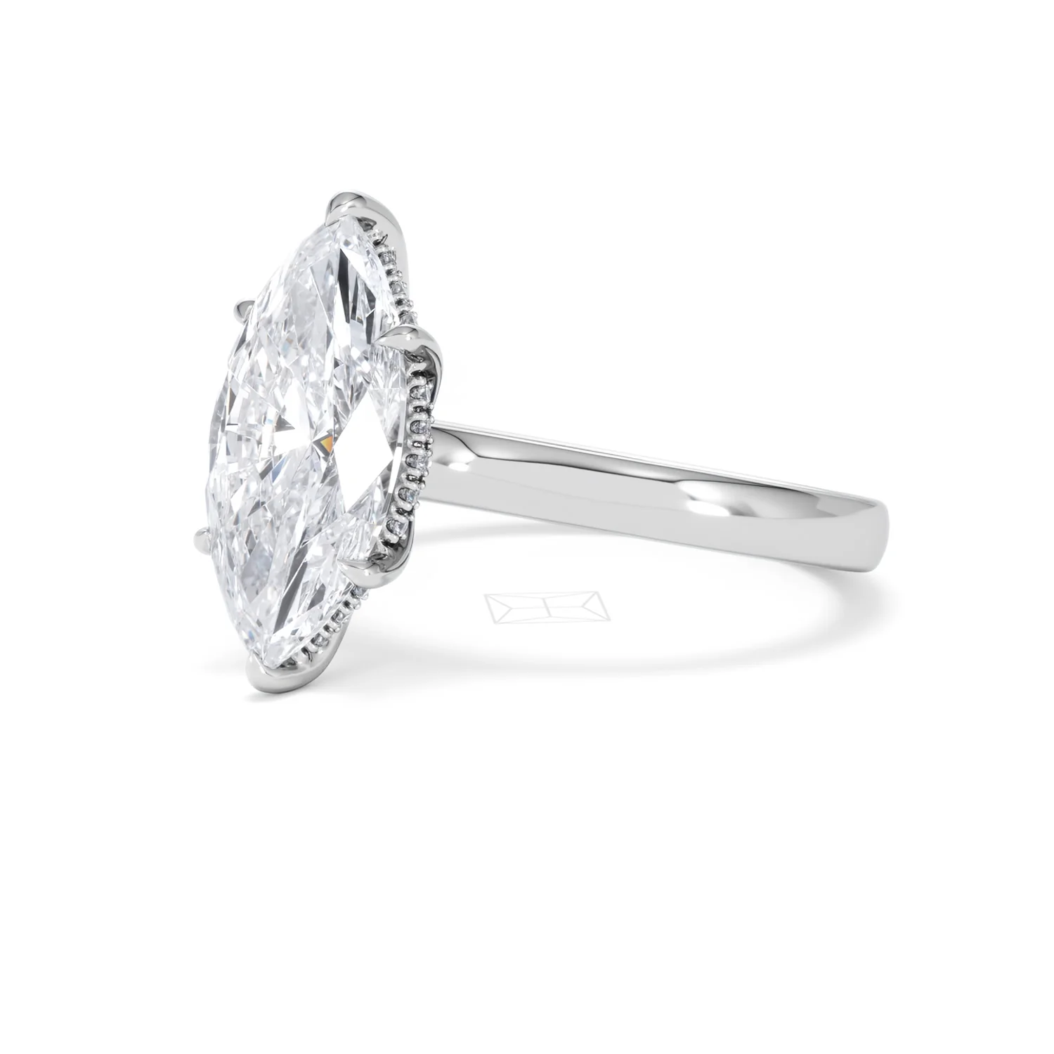 Amora Marquise 3.11ct Hidden Halo Lab Diamond Engagement Ring G/VS Set in 18K White Gold - Image 79