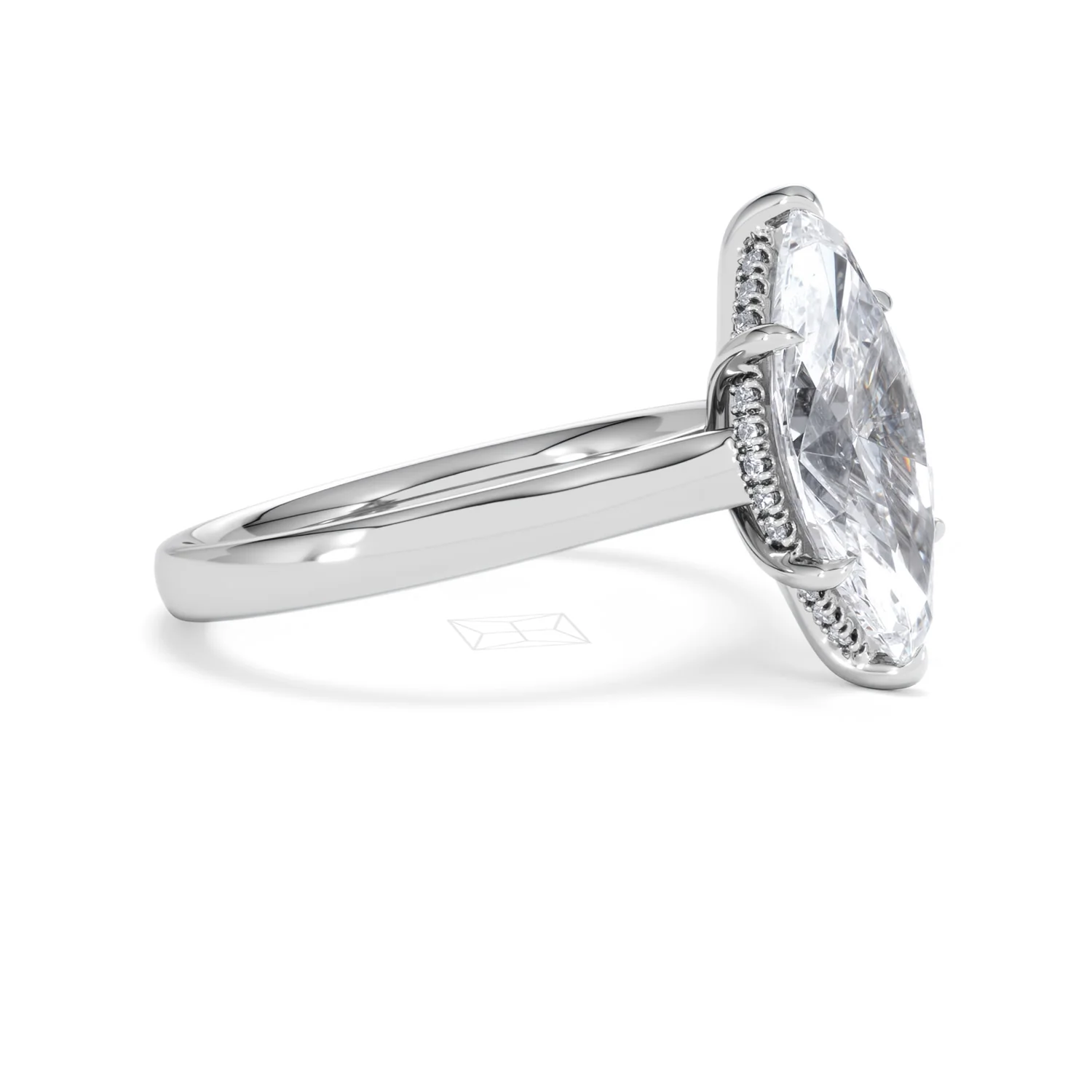 Amora Marquise 3.11ct Hidden Halo Lab Diamond Engagement Ring G/VS Set in Platinum - Image 21
