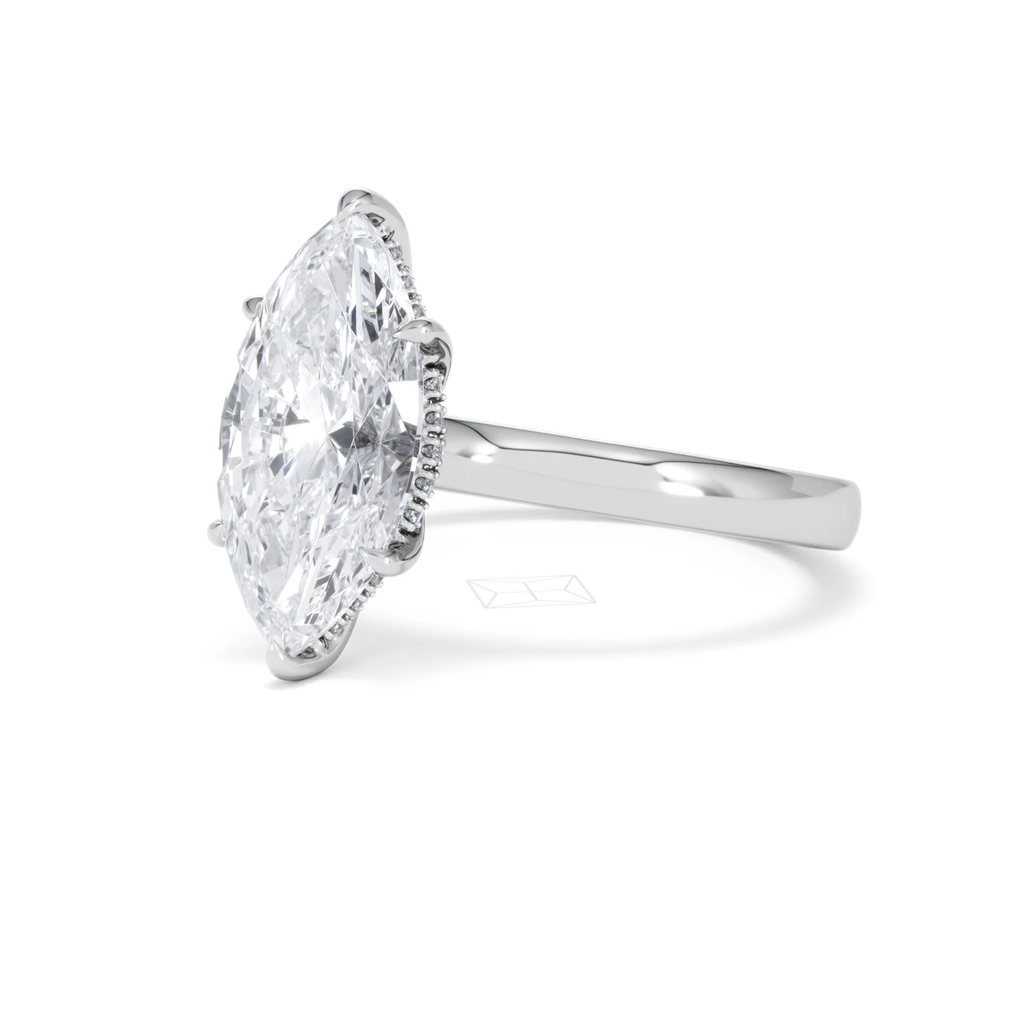 Amora Marquise 3.11ct Hidden Halo Lab Diamond Engagement Ring G/VS Set in Platinum - Image 80