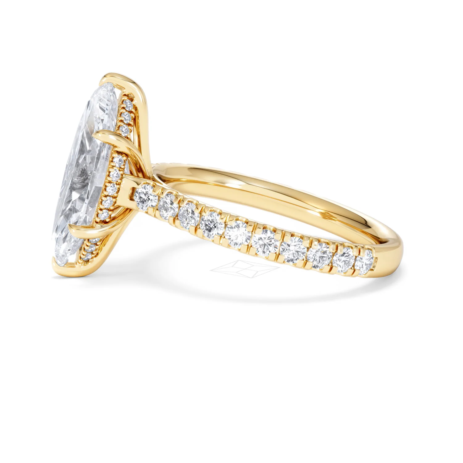 Amora Marquise 3.36ct Hidden Halo Lab Diamond Engagement Ring With Hidden Halo Set in 18K Gold - Image 70