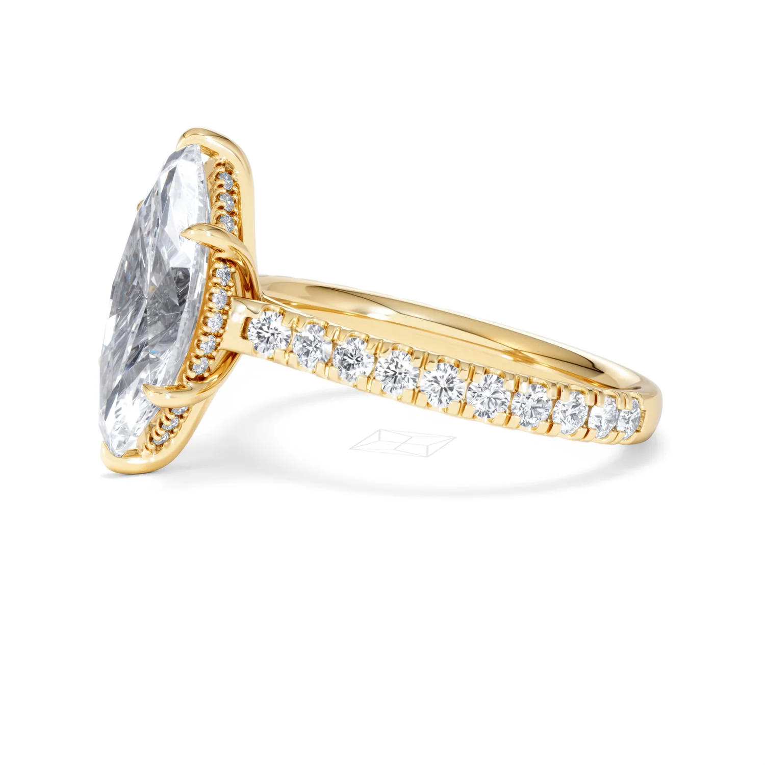 Amora Marquise 3.36ct Hidden Halo Lab Diamond Engagement Ring With Hidden Halo Set in 18K Gold - Image 73