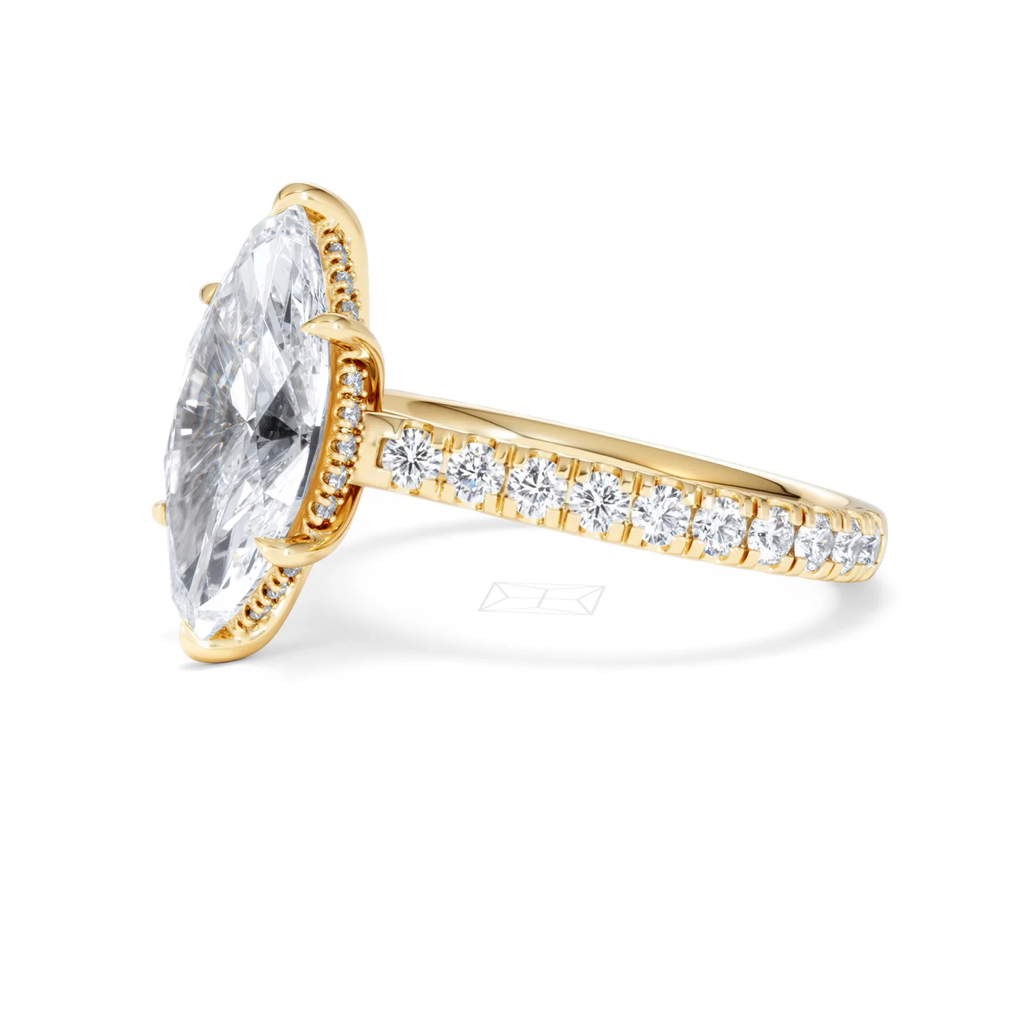 Amora Marquise 3.36ct Hidden Halo Lab Diamond Engagement Ring With Hidden Halo Set in 18K Gold - Image 76